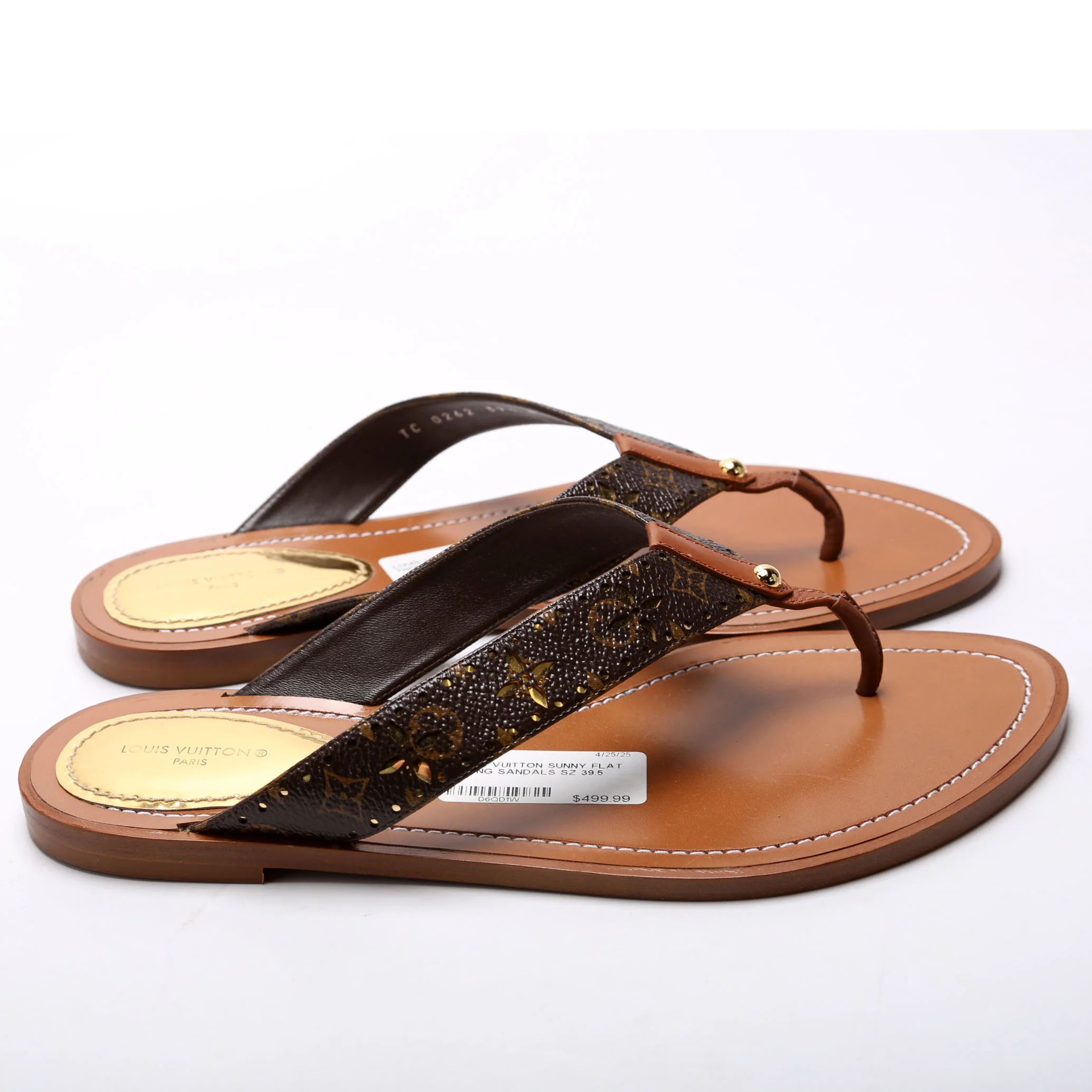 Sunny Flat Thong Sandals Size 39.5 Brown - Image 3