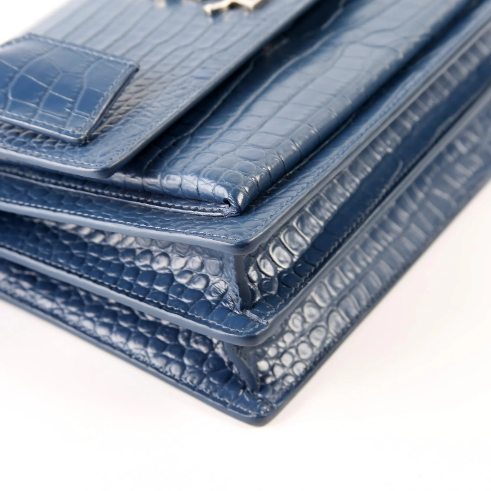 Sunset Medium Crocodile Embossed Blue - Image 6