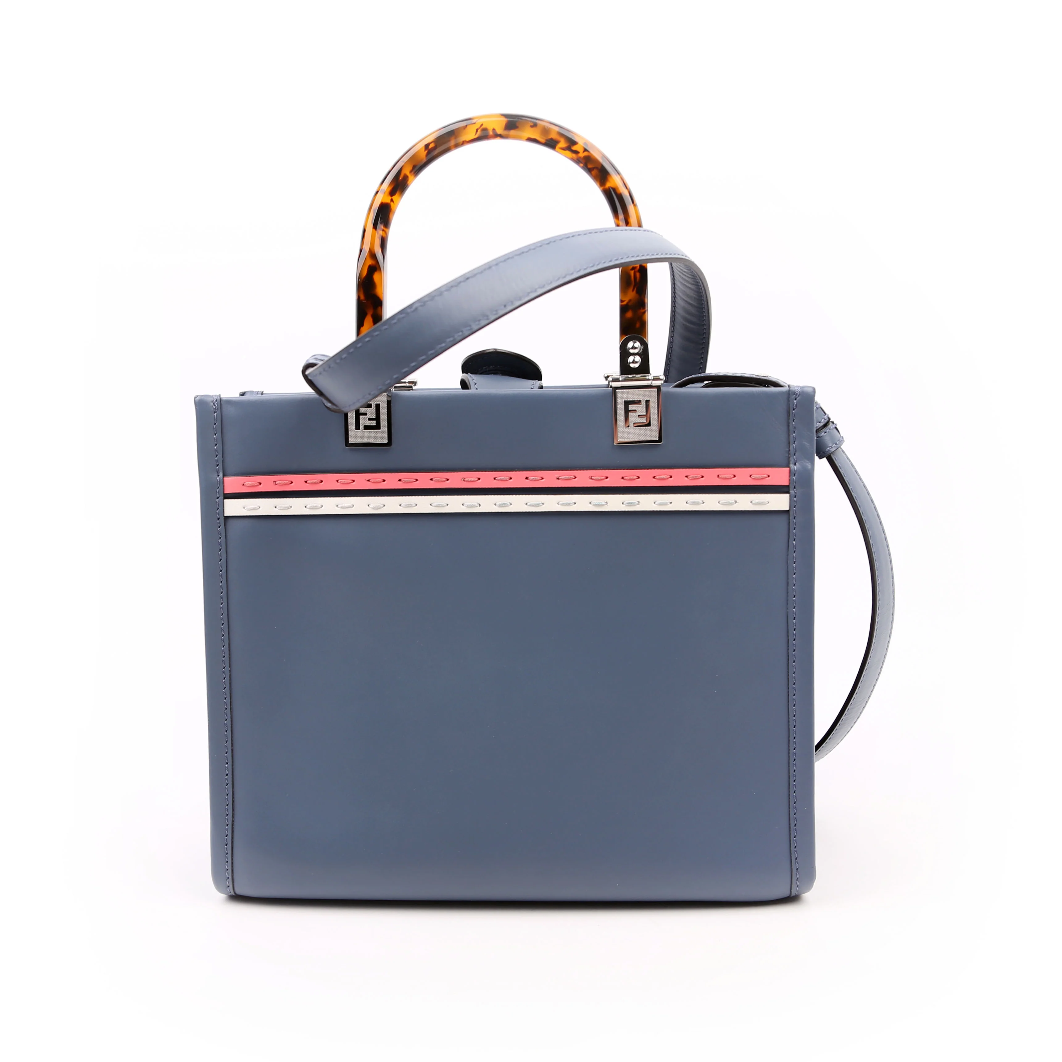 Sunshine Shopper Small Leather Tote Blue - Image 2