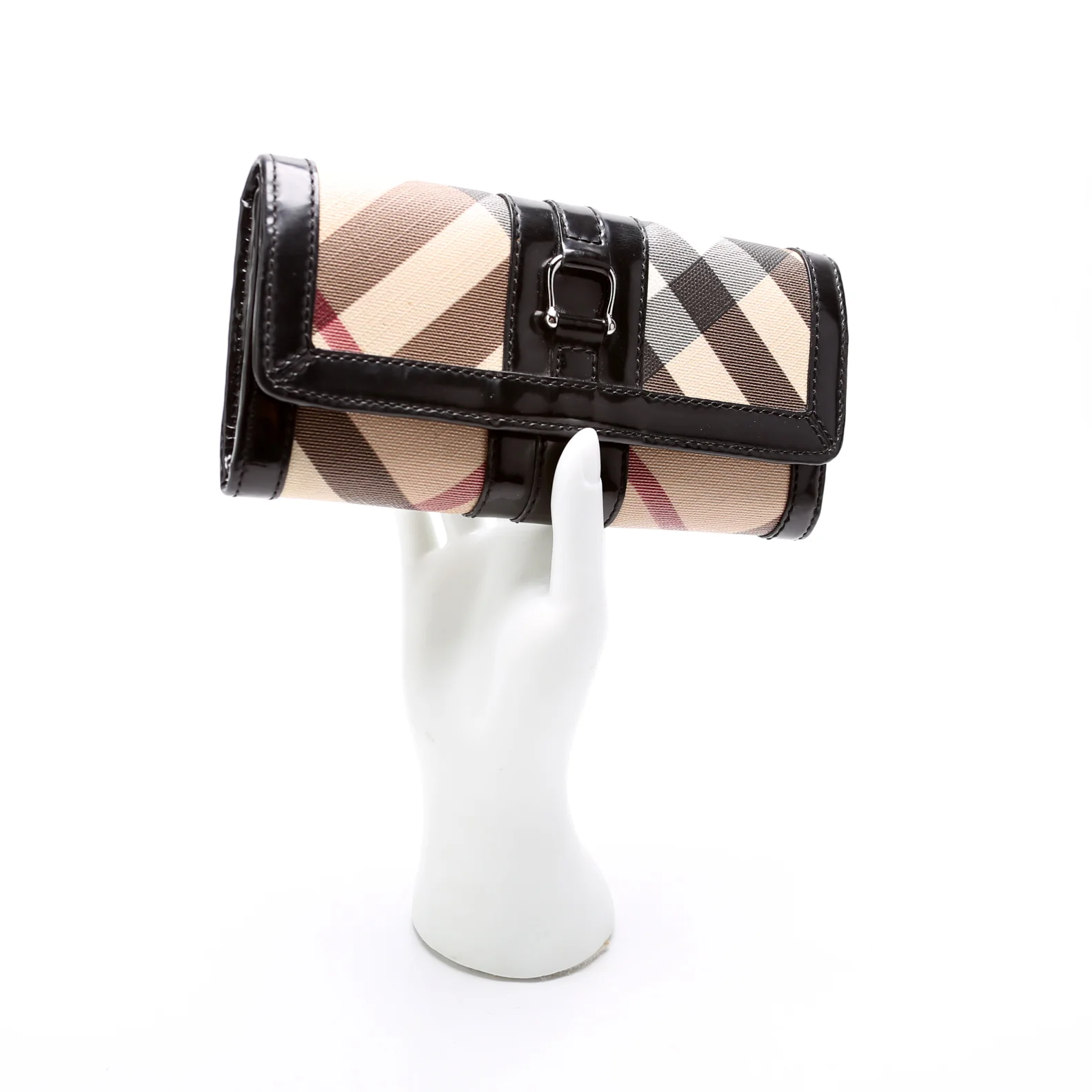 Supernova Check/Patent Leather Continental Wallet Black - Image 10