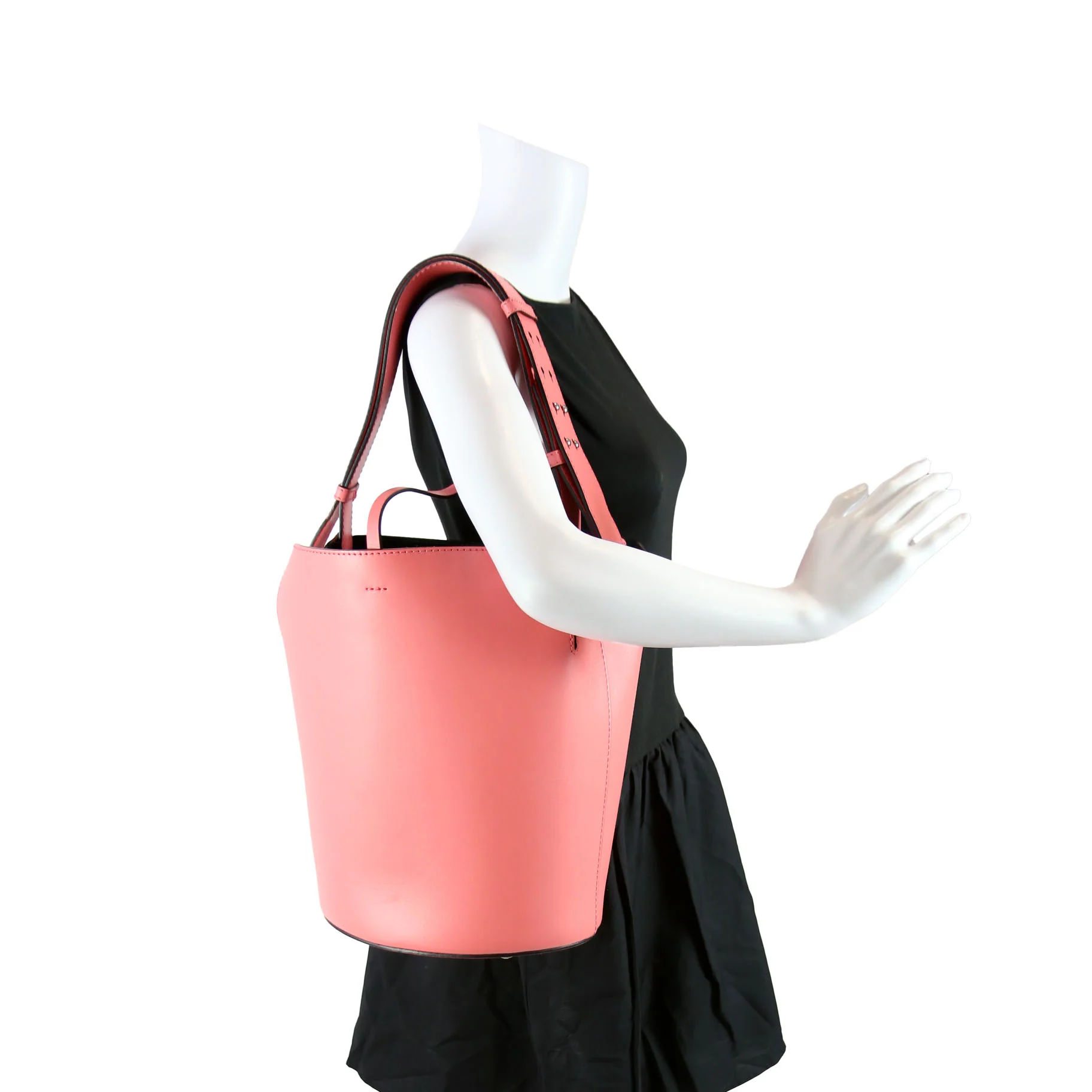 Supple Calfskin Bucket Bag Medium Pink - Image 11