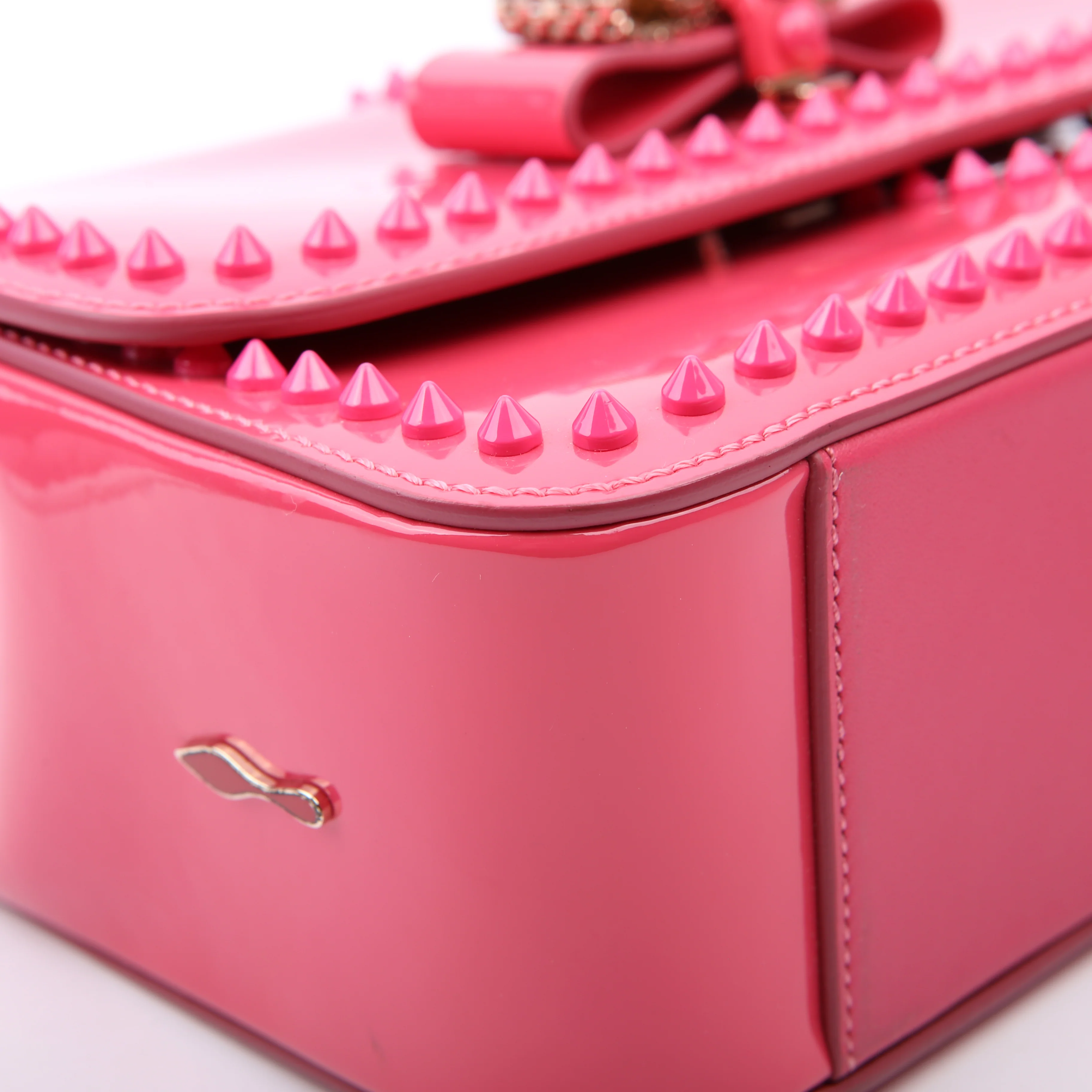 Sweet Charity Spikes Patent Leather Shoulder Bag Pink - Image 5