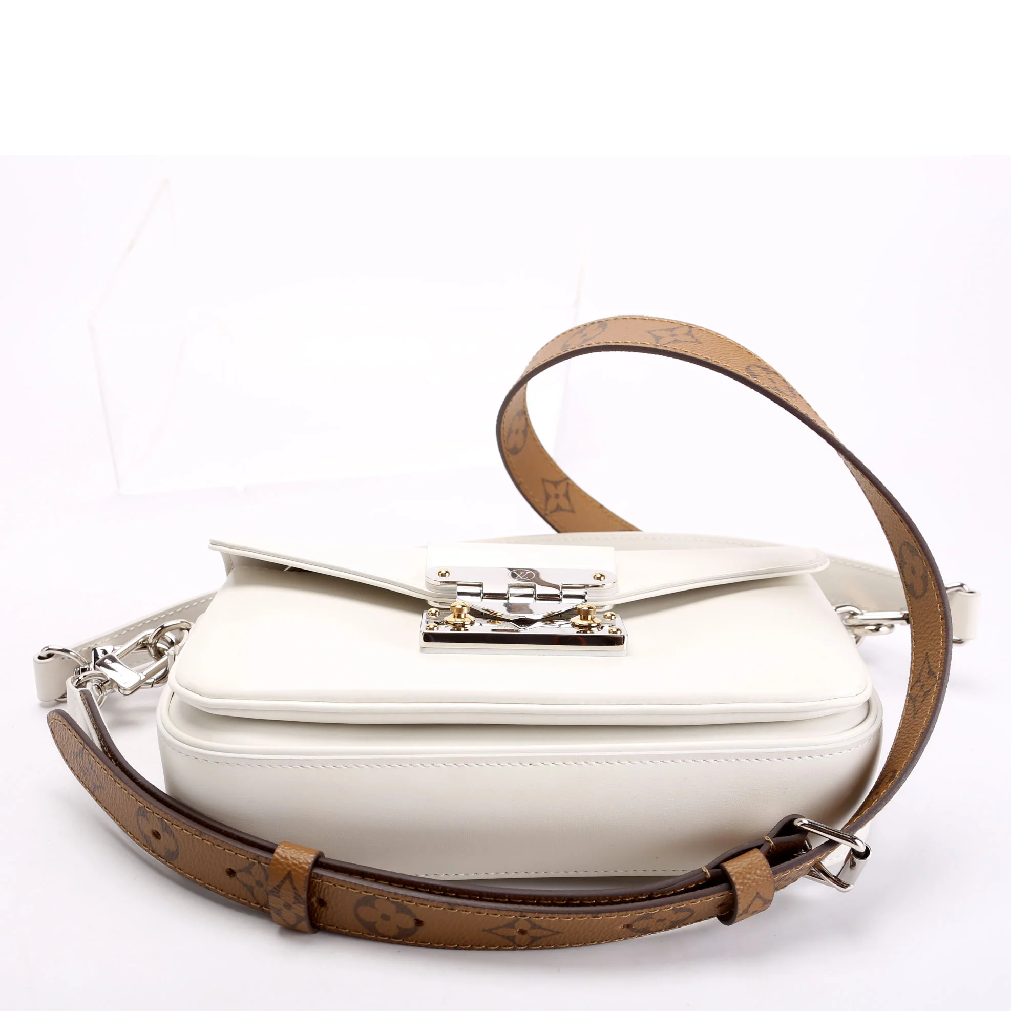 Swing Bag Reversed Monogram Calfskin White/Brown - Image 4