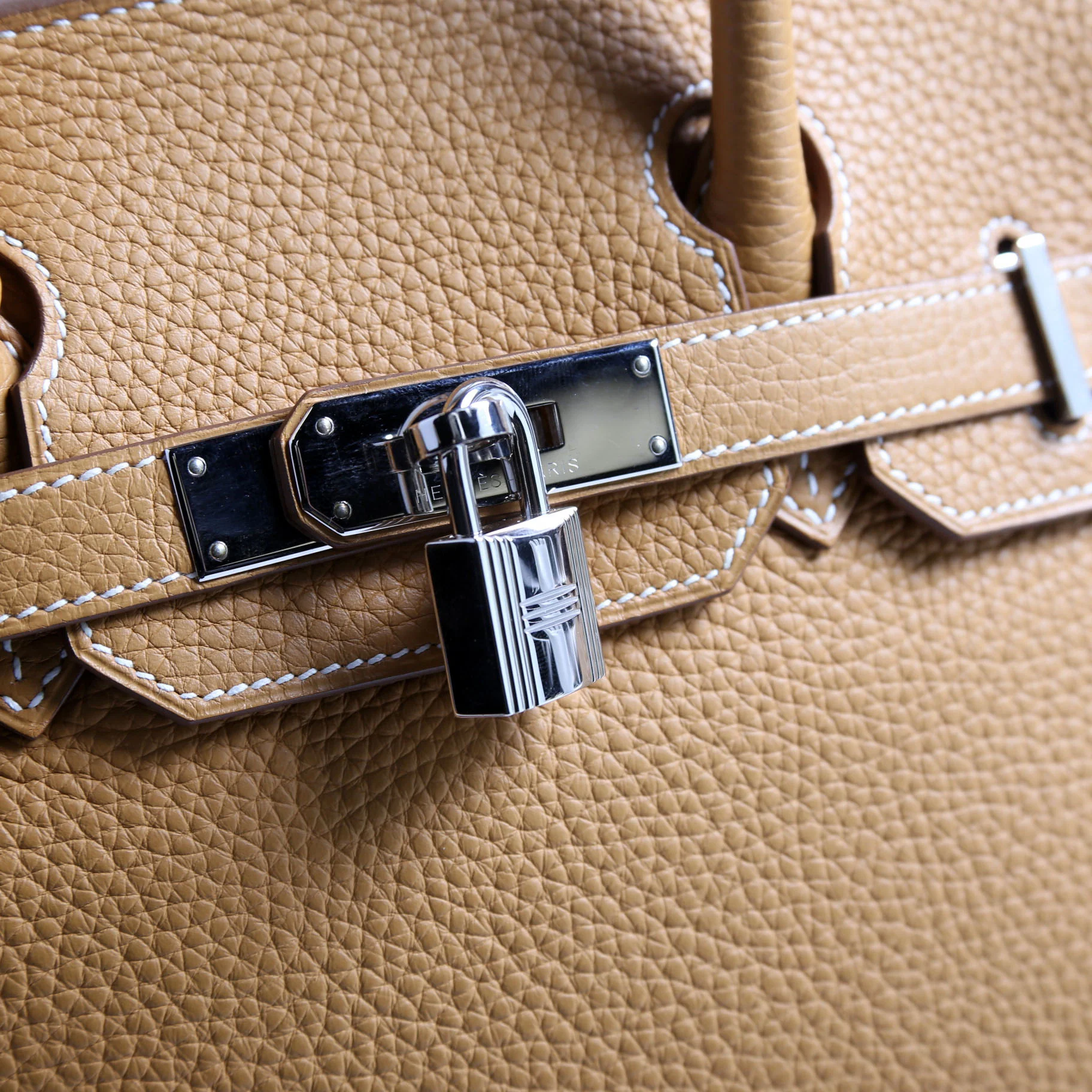 Taurillon Clemence Birkin 30 Natural Sable/Silver - Image 6