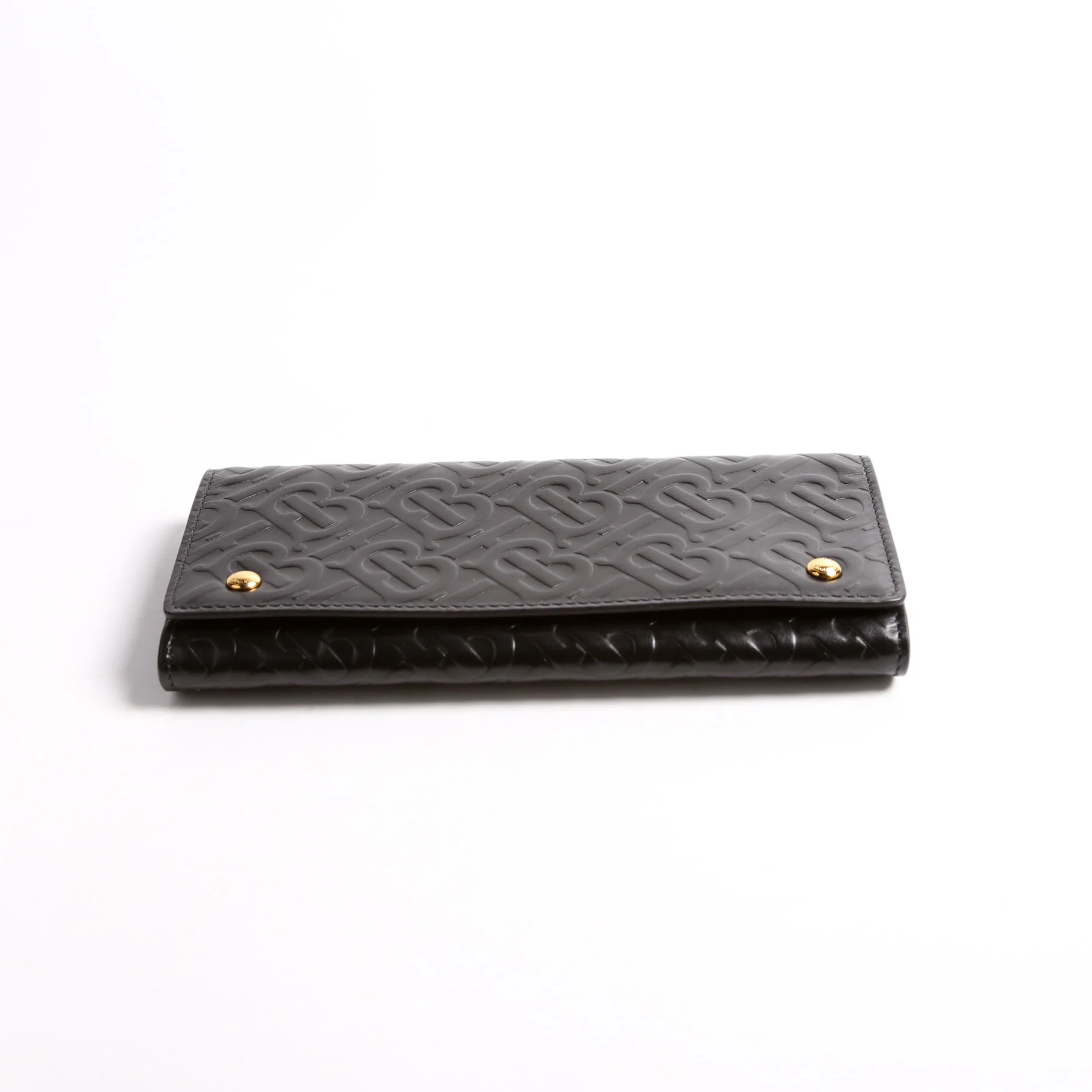 TB Embossed Leather Long Wallet Black - Image 3