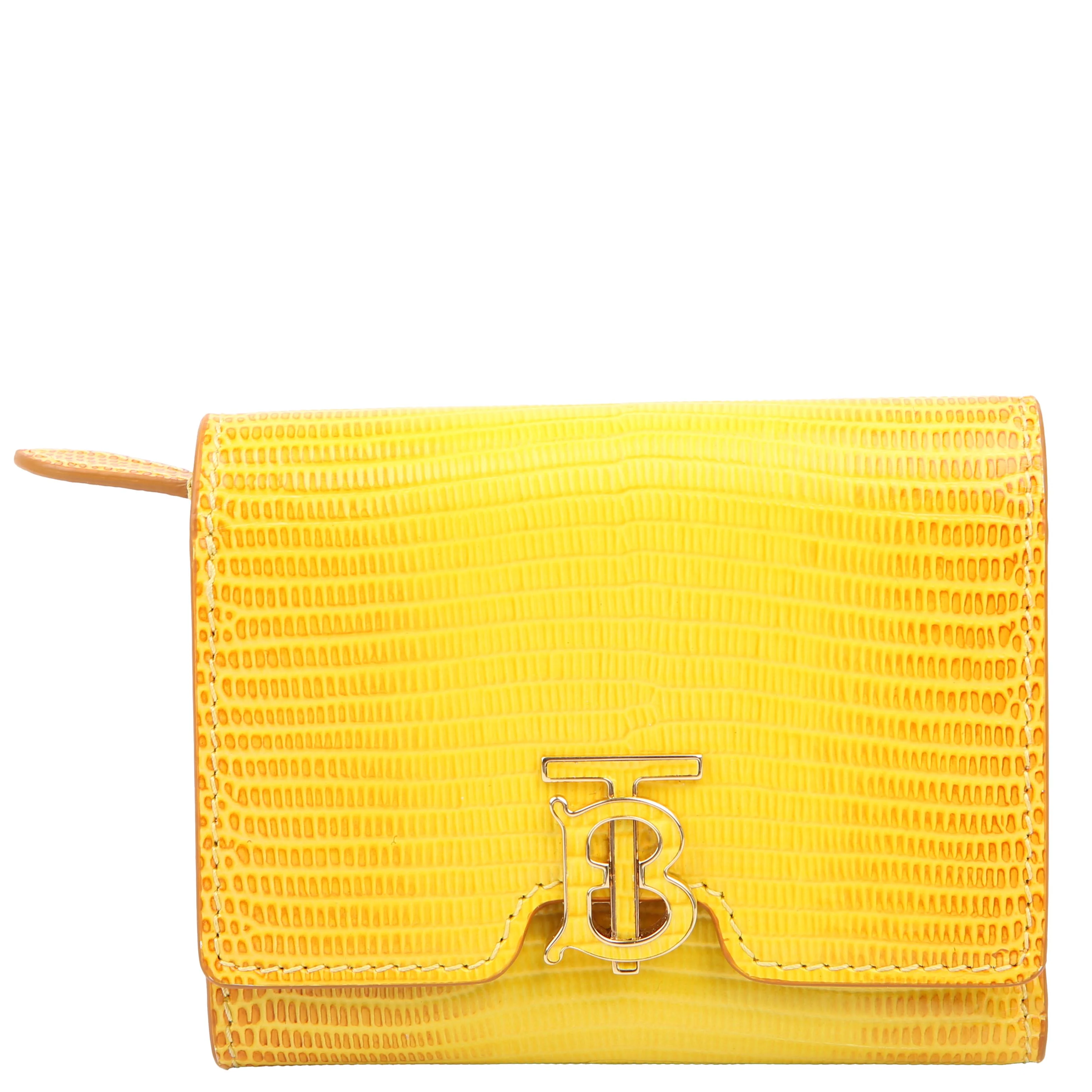 TB Lizard Embossed Compact Wallet Yellow