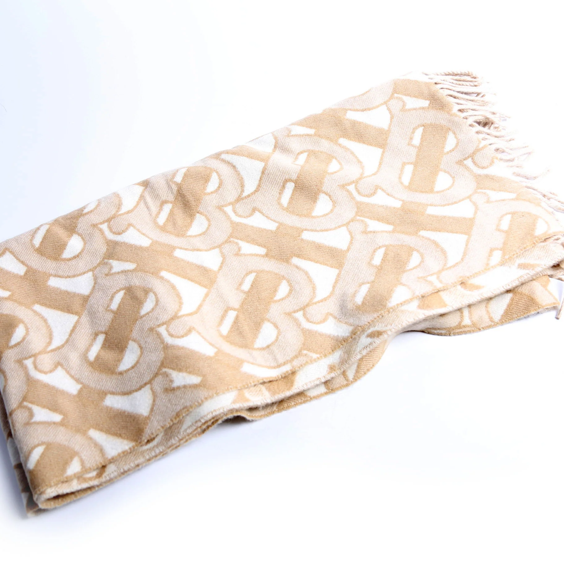 TB Monogram Cashmere 200X50CM Scarf Beige - Image 2