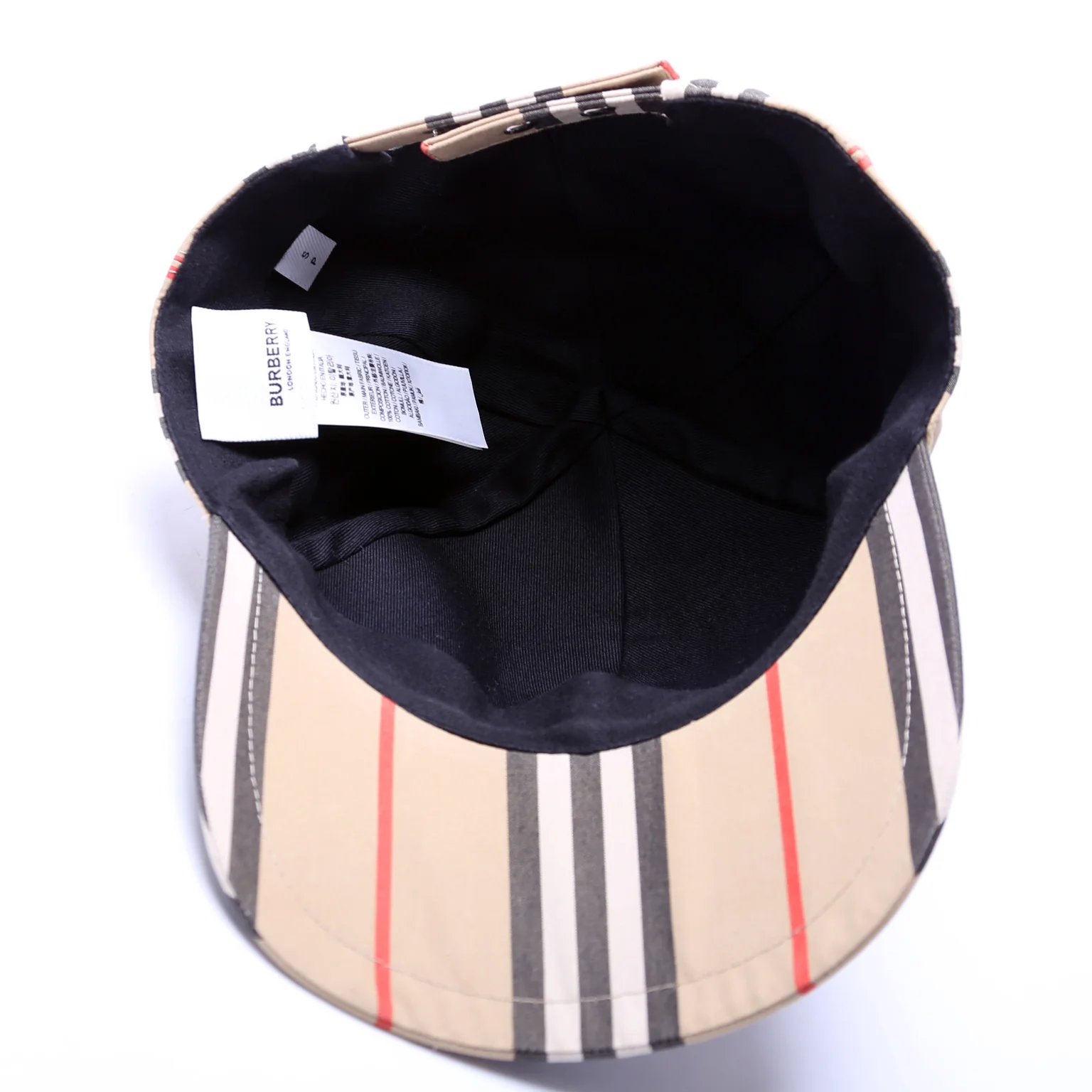 TB Monogram Striped Canvas Baseball Cap Size Small Tan - Image 2