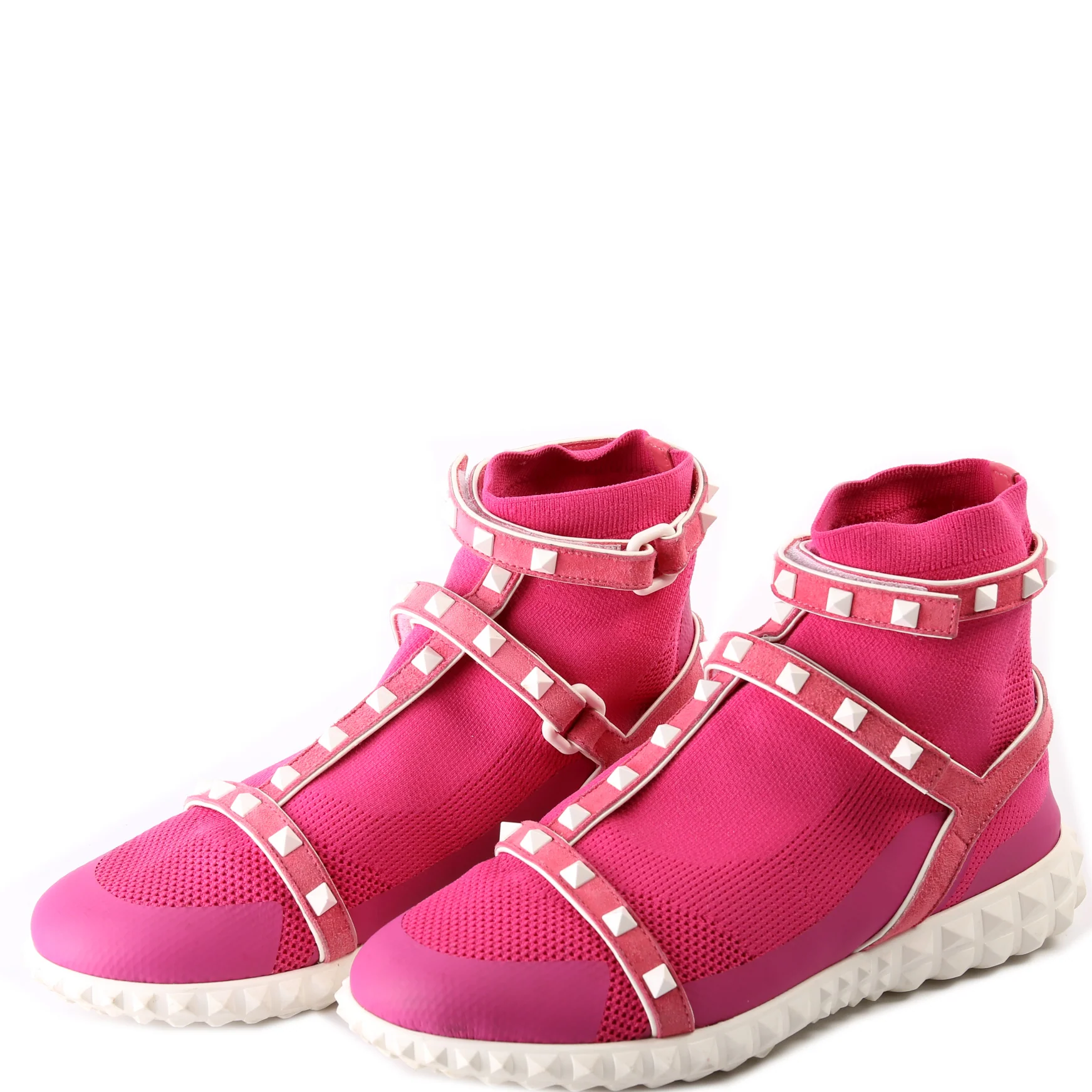 Tech Knit Fabric Rockstud High Top Sock Sneakers Size 39