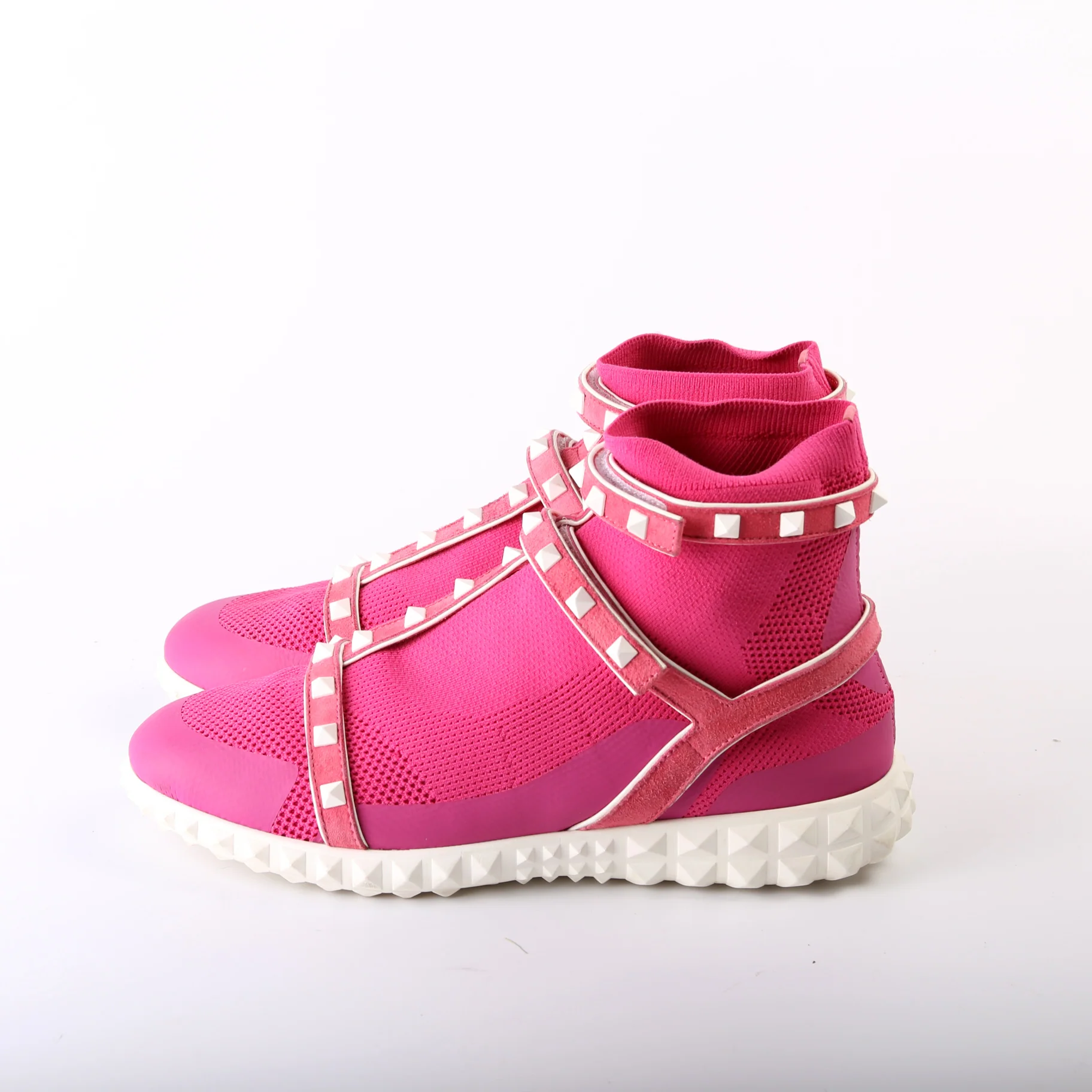 Tech Knit Fabric Rockstud High Top Sock Sneakers Size 39 - Image 3