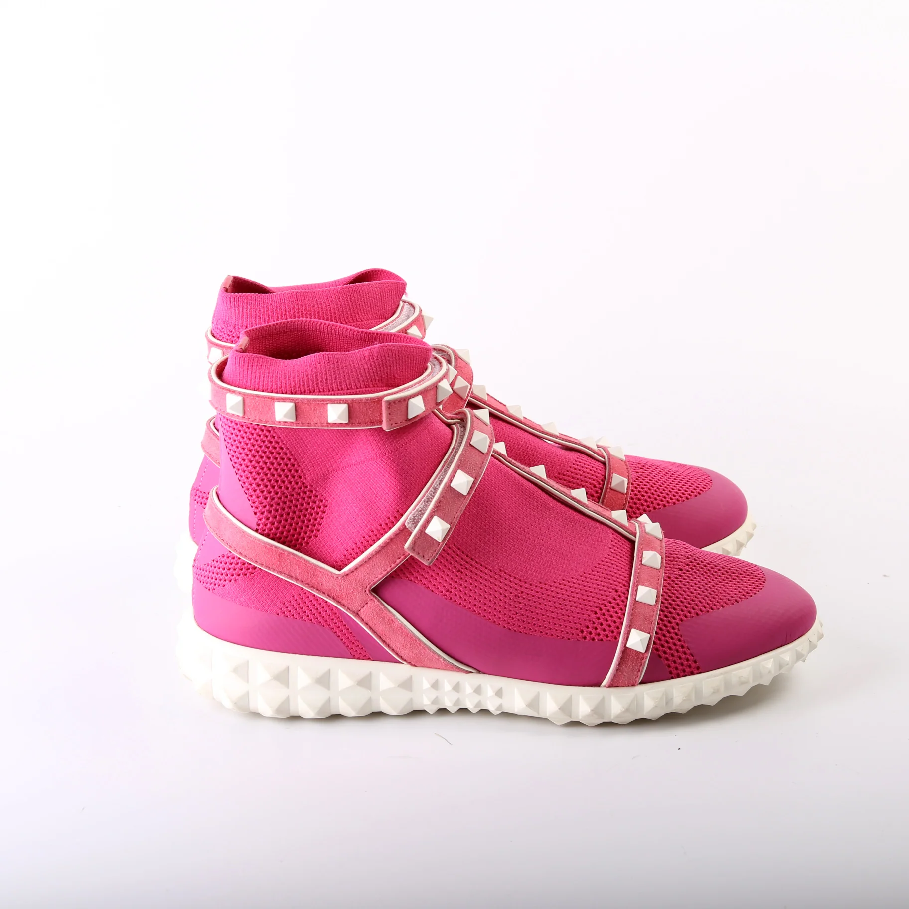 Tech Knit Fabric Rockstud High Top Sock Sneakers Size 39 - Image 5