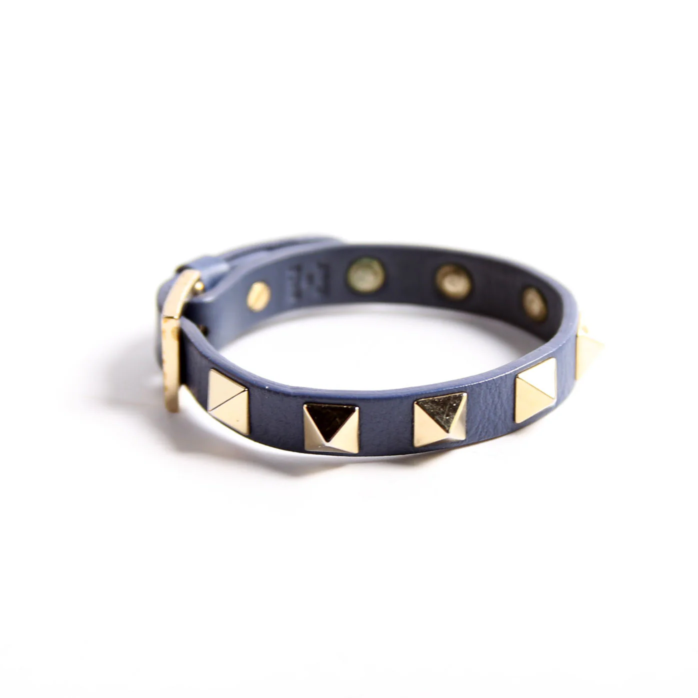 The Rockstud Leather Bracelet Navy/Gold - Image 4