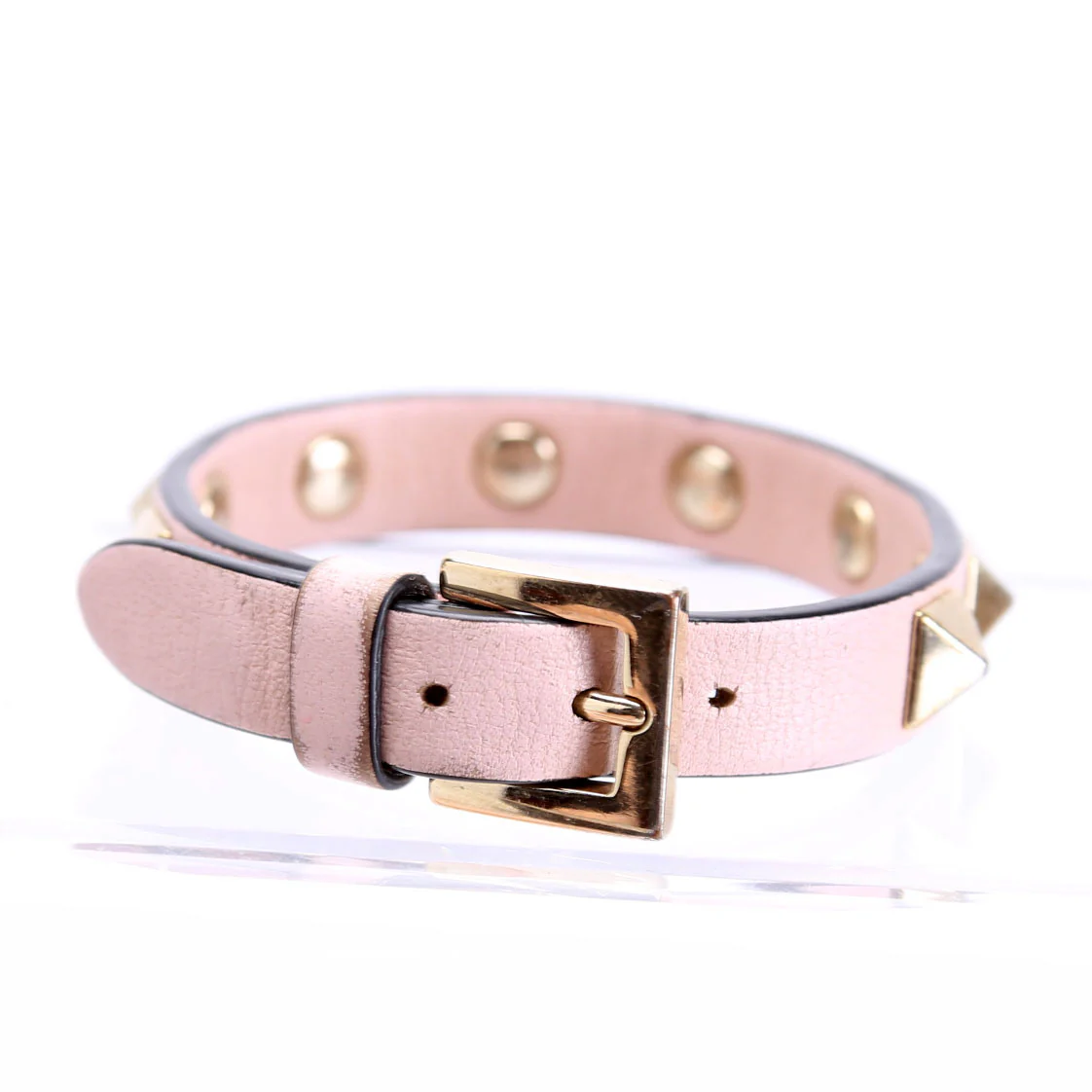The Rockstud Leather Bracelet Pink - Image 5