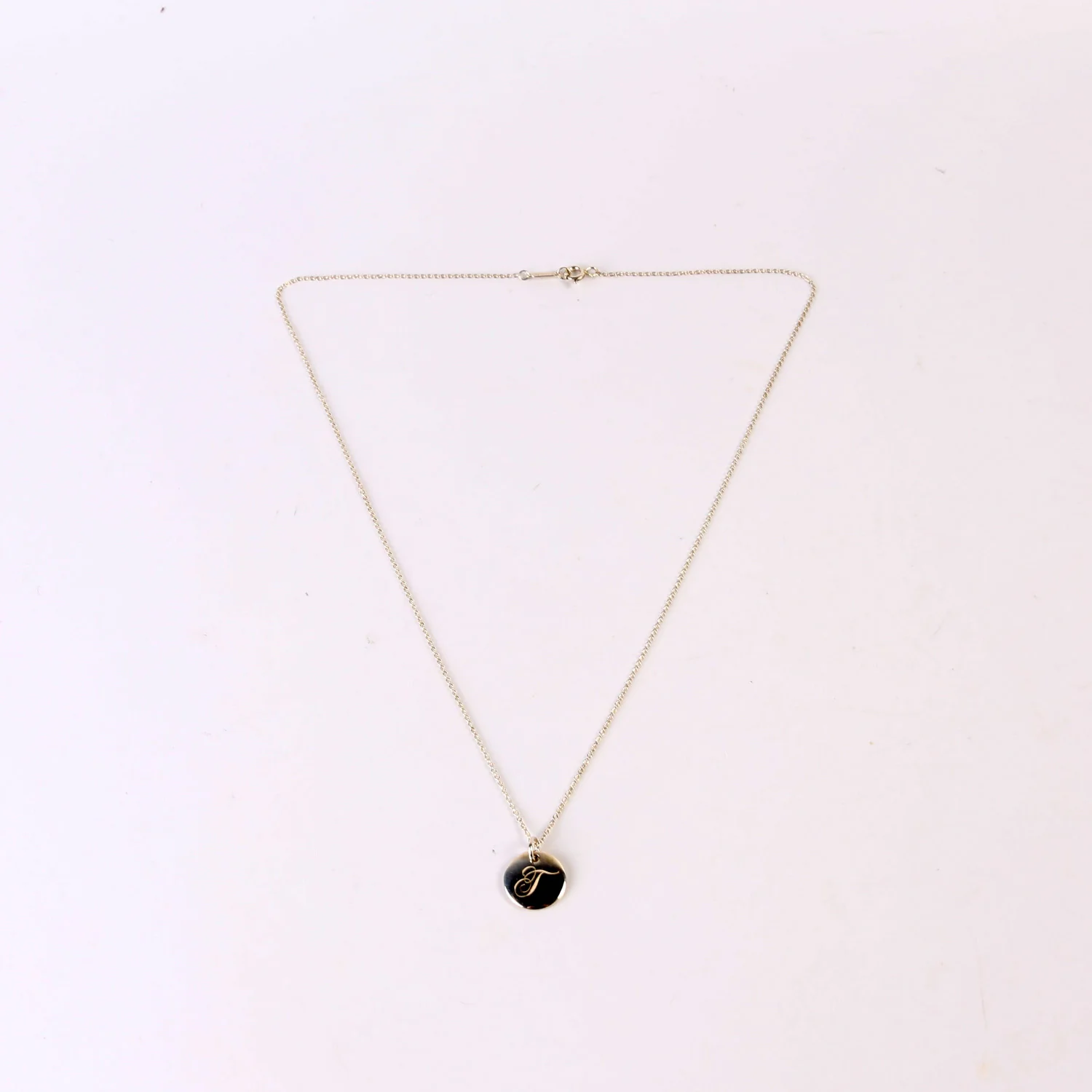 Tiffany Notes Alphabet Disc Charm Necklace "T" - Image 2
