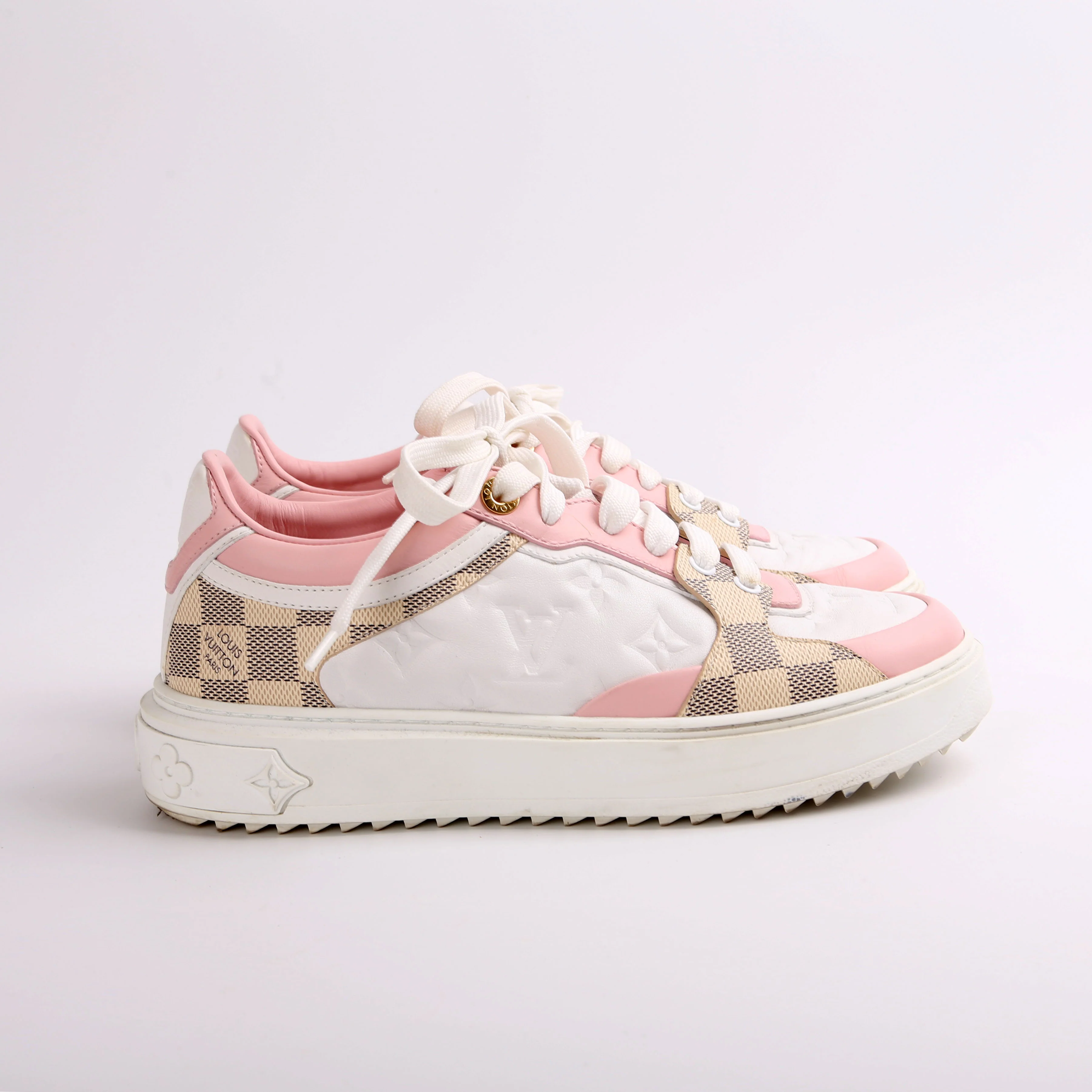 Time Out Damier Azur Leather Sneakers Size 39 - Image 5
