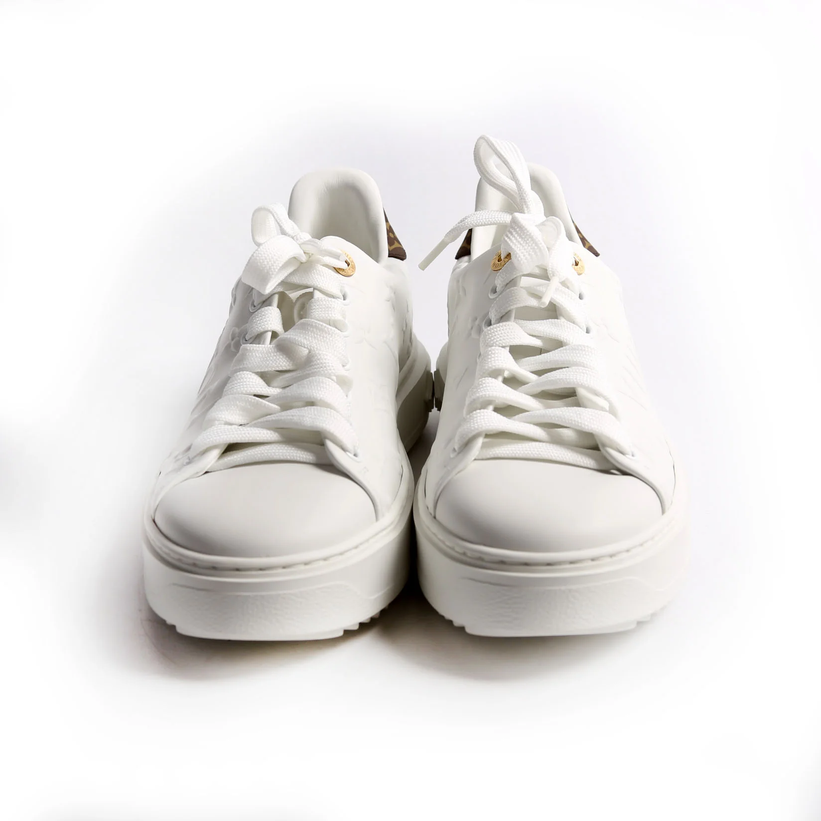 Timeout Empreinte Monogram Leather Sneakers Size 37.5 White - Image 2