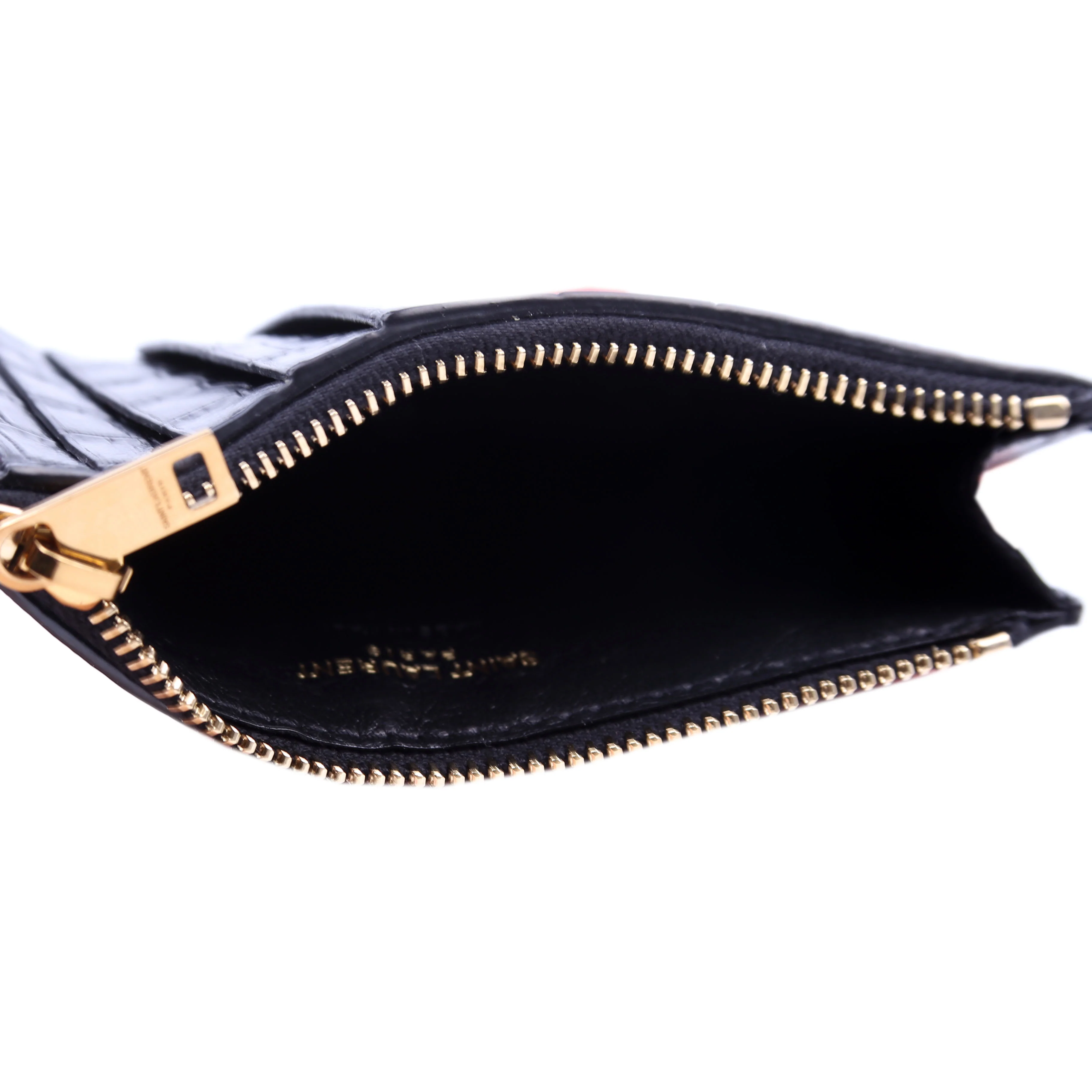 Tiny Cassandra Fragmetns Zip Card Case Croc Embossed Black - Image 11