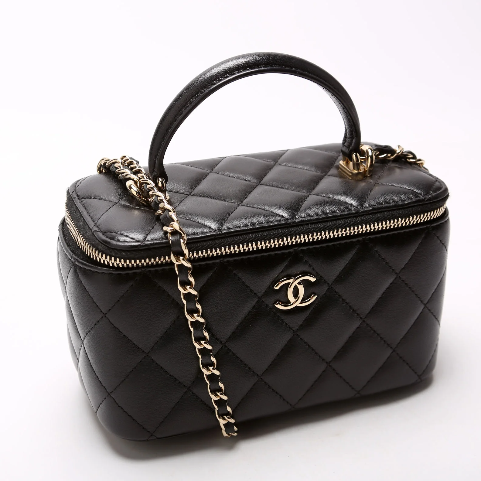 Vanity Case Top Handle Small Lambskin 31M Black - Image 2
