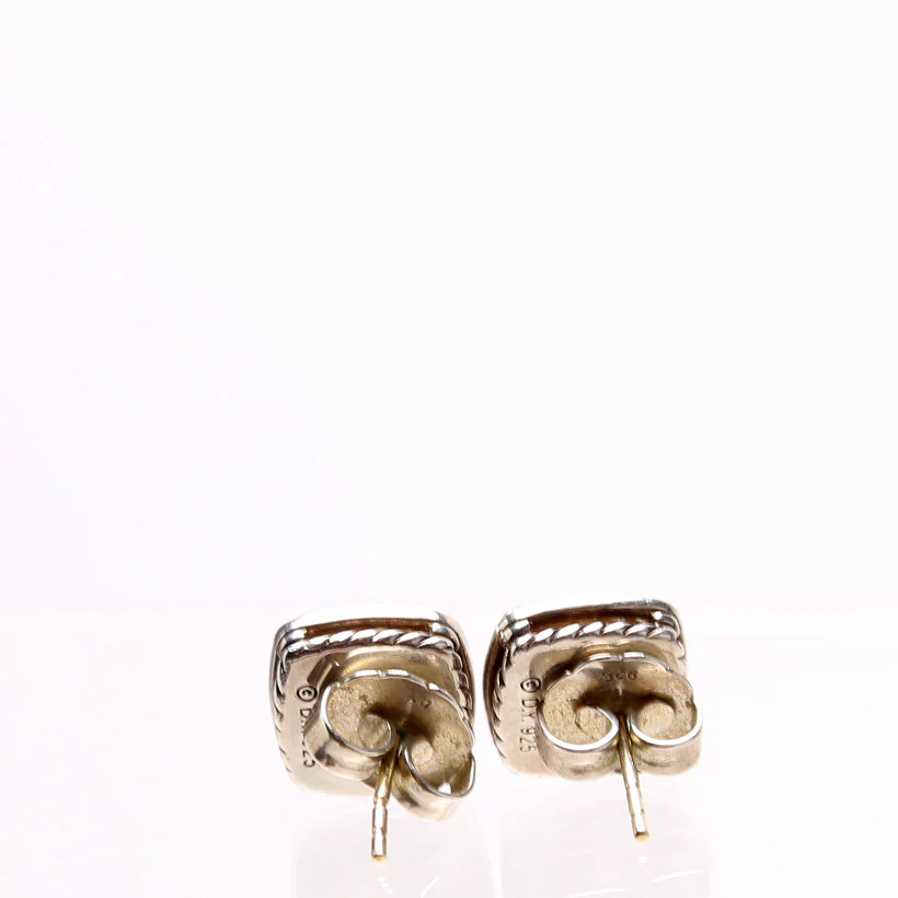 Petite Albion Stud Earrings 5MM Smoky Quartz/Diamonds/925 - Image 3