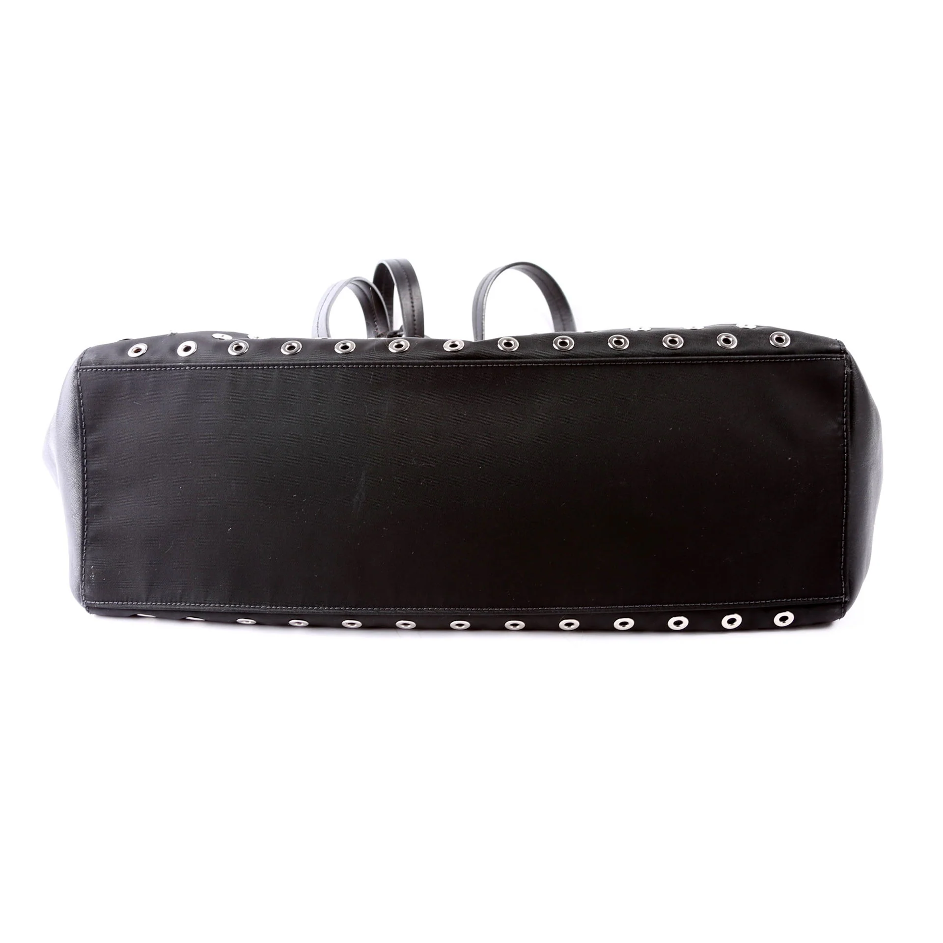 Tressuto/Leather Grommet Tote Black/Silver - Image 5