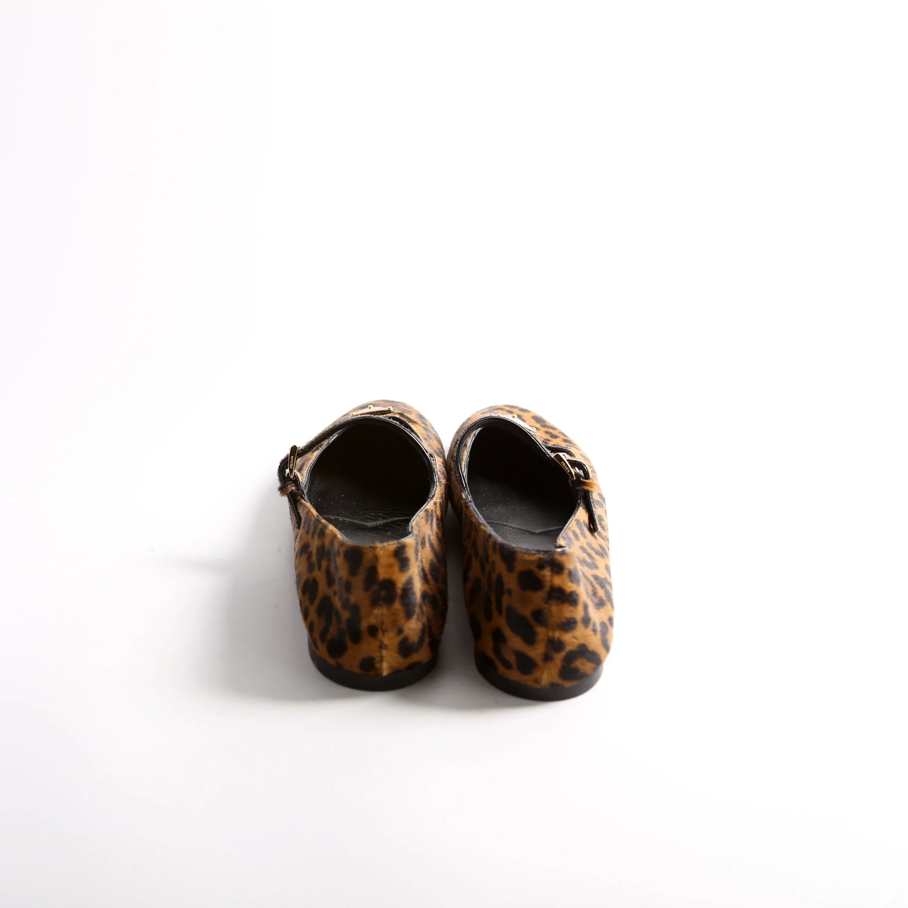 Triangle Logo Ballerina Flats Leopard Pony Hair Size 40 - Image 4