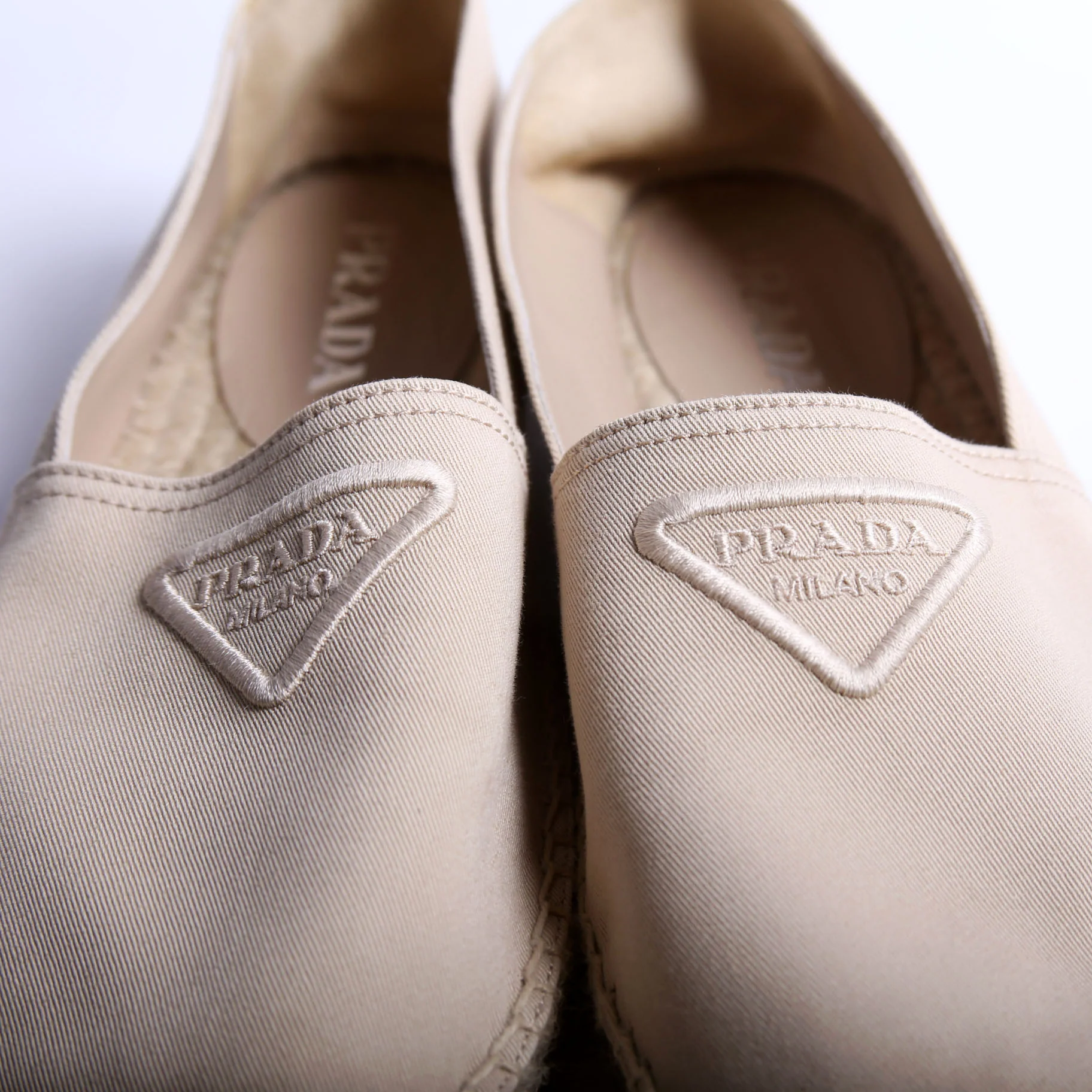Triangle Logo Canvas Espadrilles Size 39 Tan - Image 10