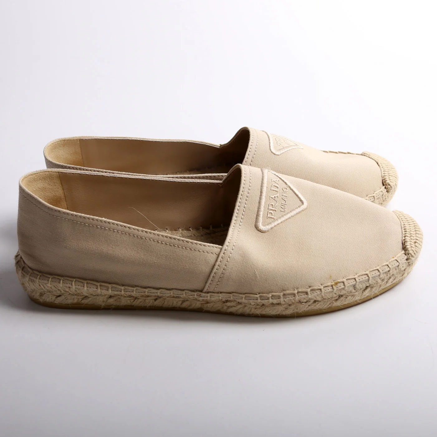 Triangle Logo Canvas Espadrilles Size 39 Tan - Image 5