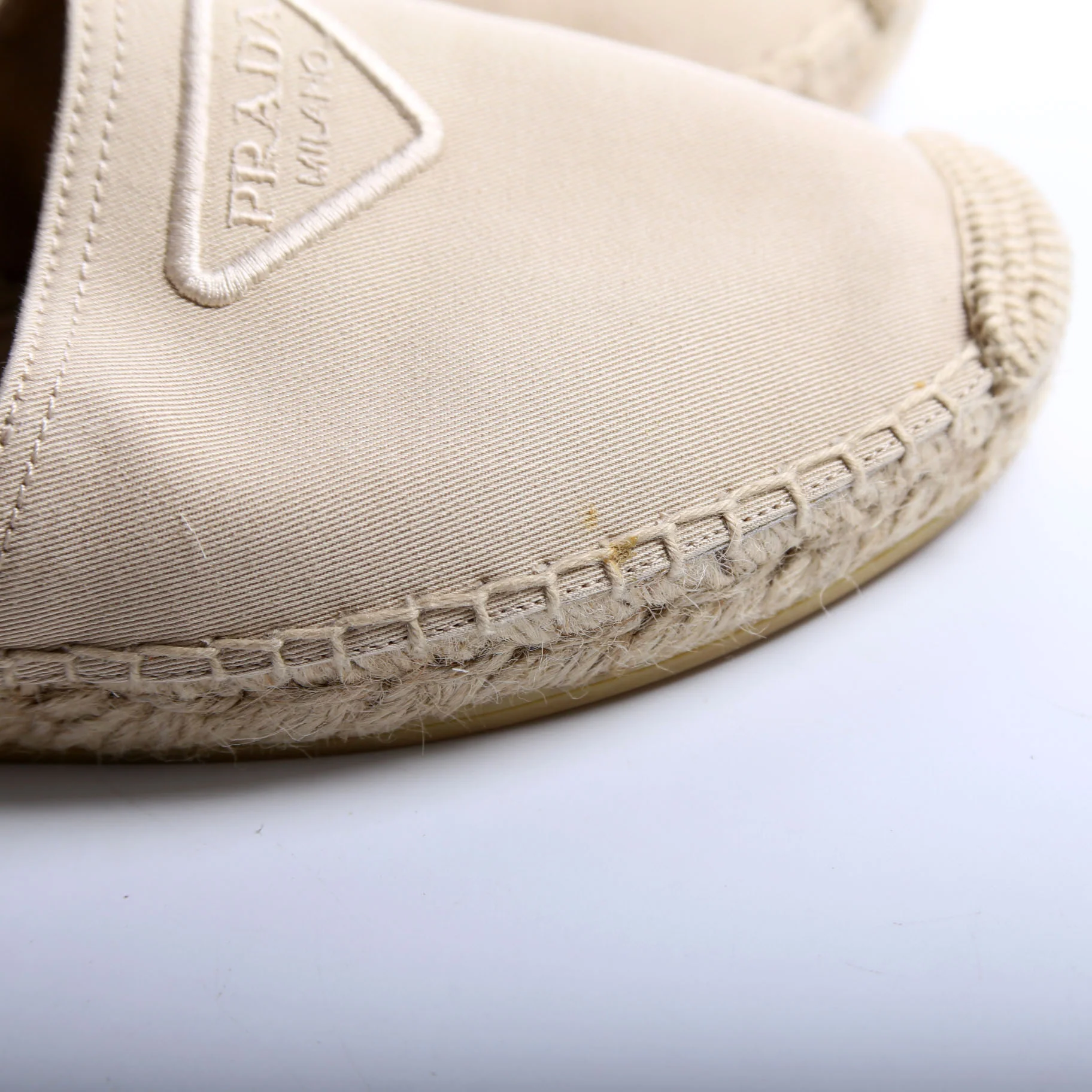 Triangle Logo Canvas Espadrilles Size 39 Tan - Image 6