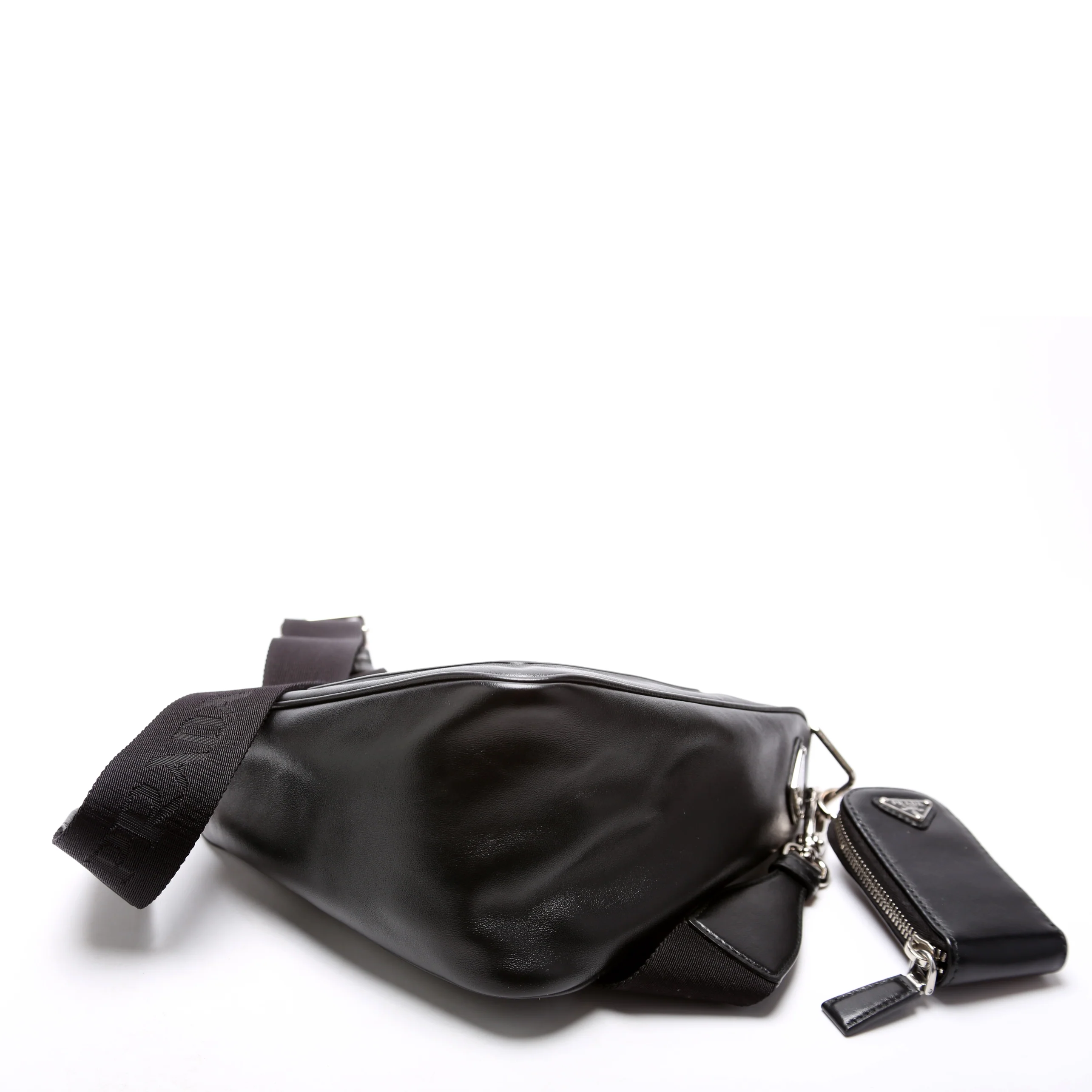 Triangle Logo Leather Shoulder Bag Black - Image 4