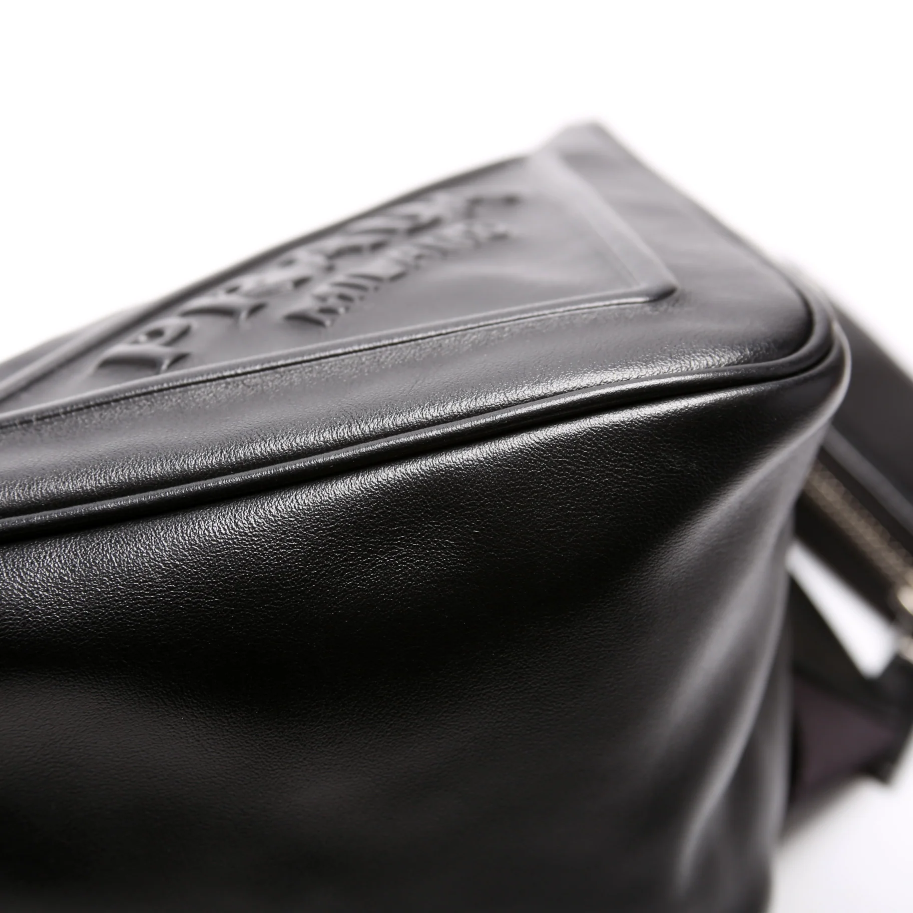 Triangle Logo Leather Shoulder Bag Black - Image 5