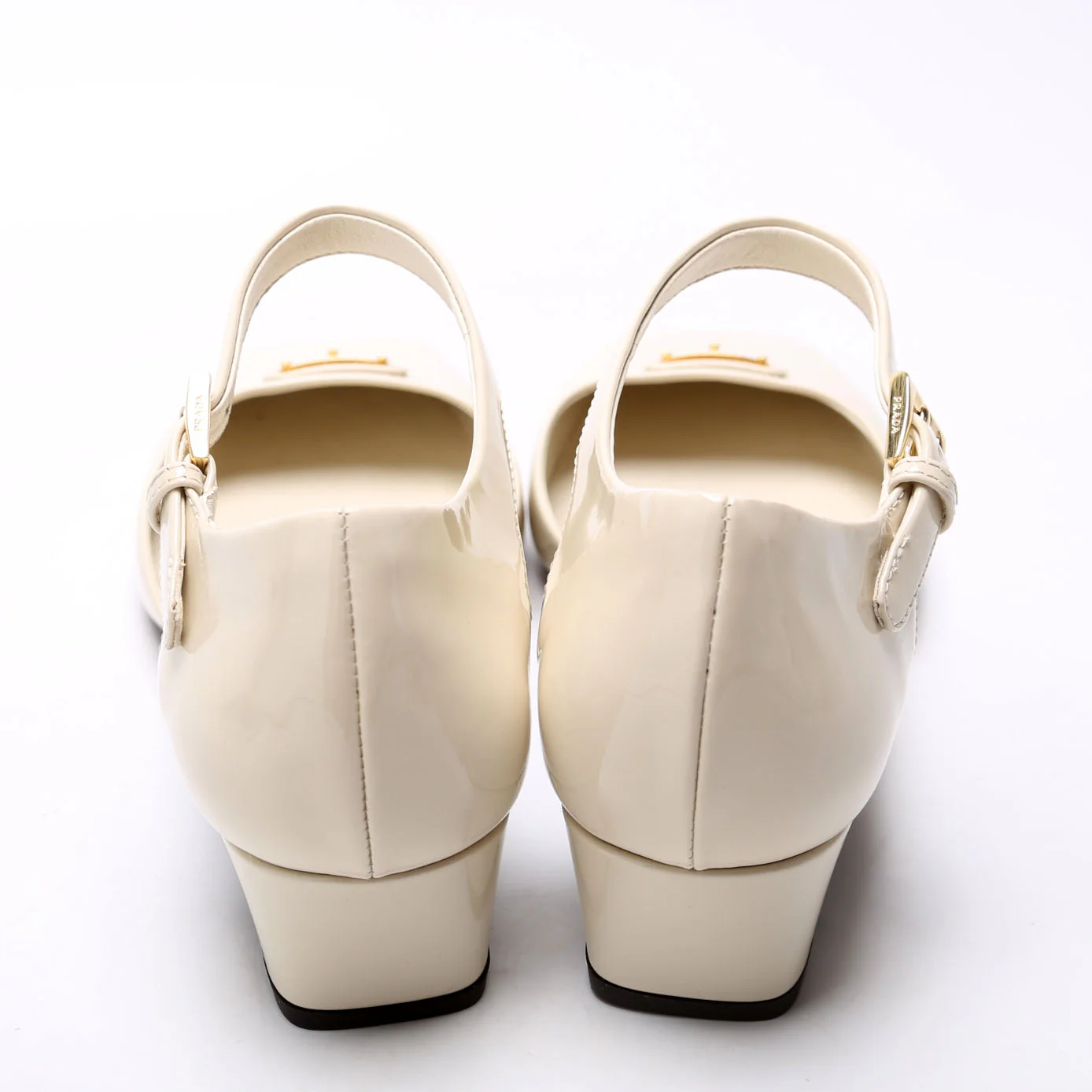 Triangle Logo Patent Square Toe Pumps Size 38 - Image 4