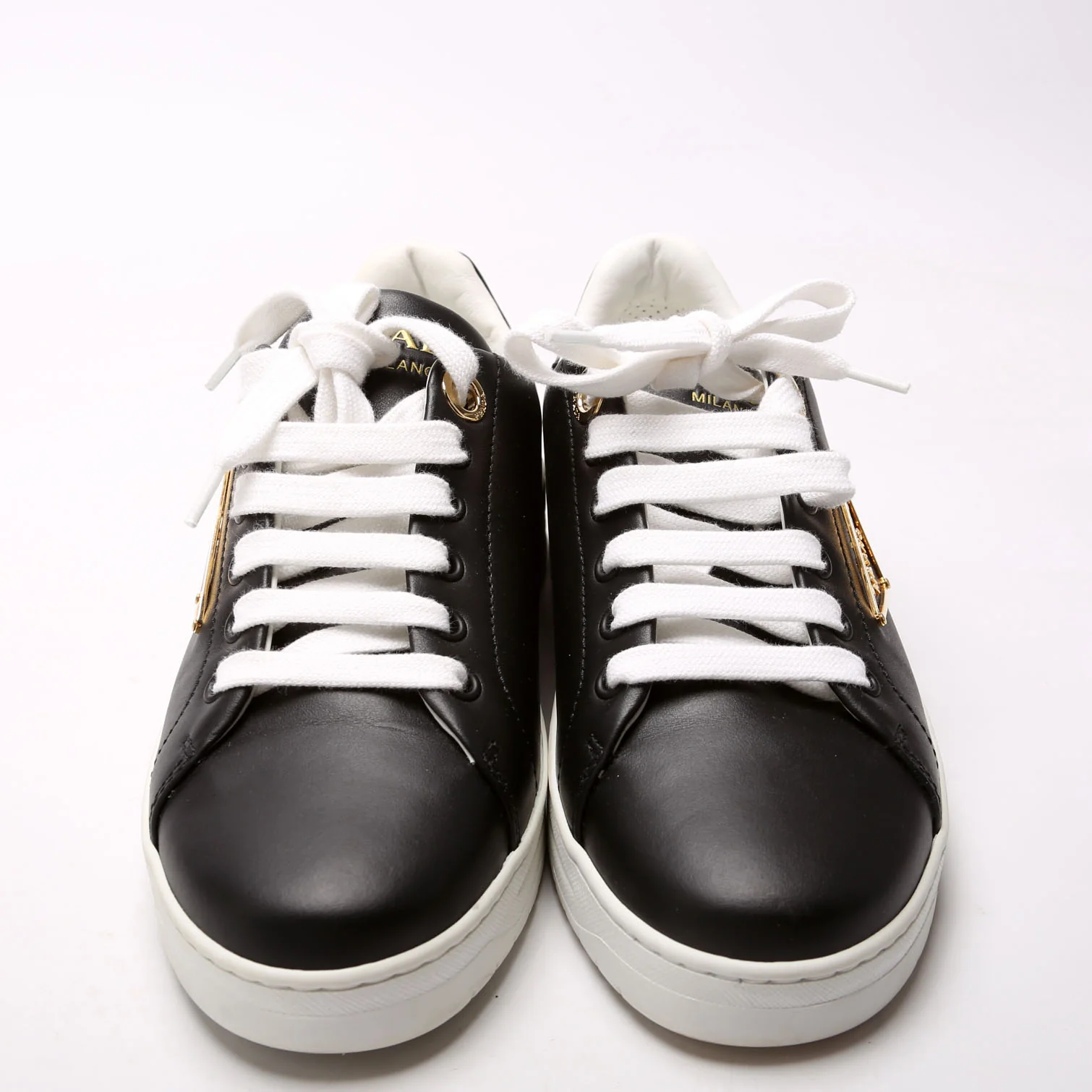 Triangle Logo Sneakers Size 36 Black/Gold - Image 2