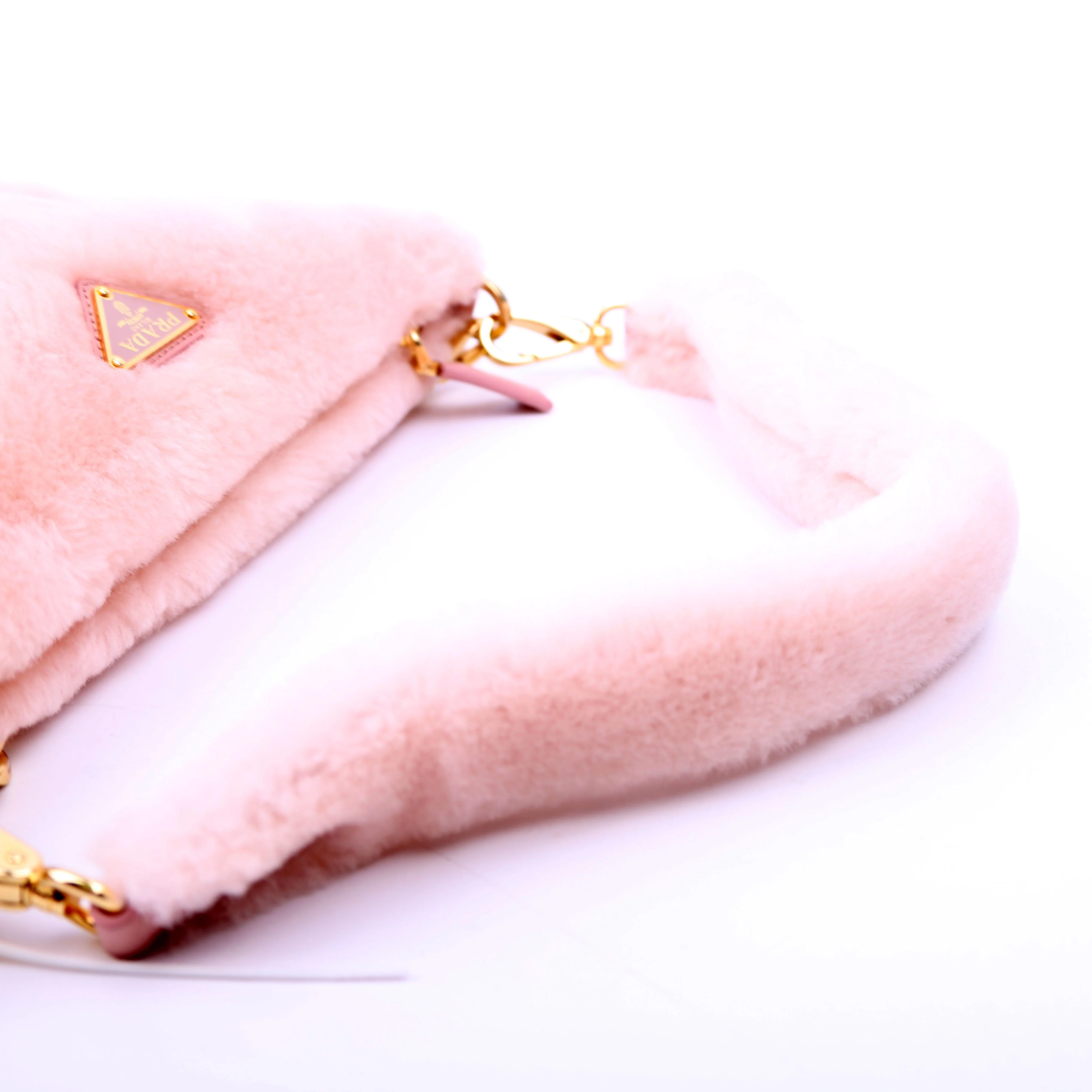 Triangle Shearling Mini Bag Pink - Image 10