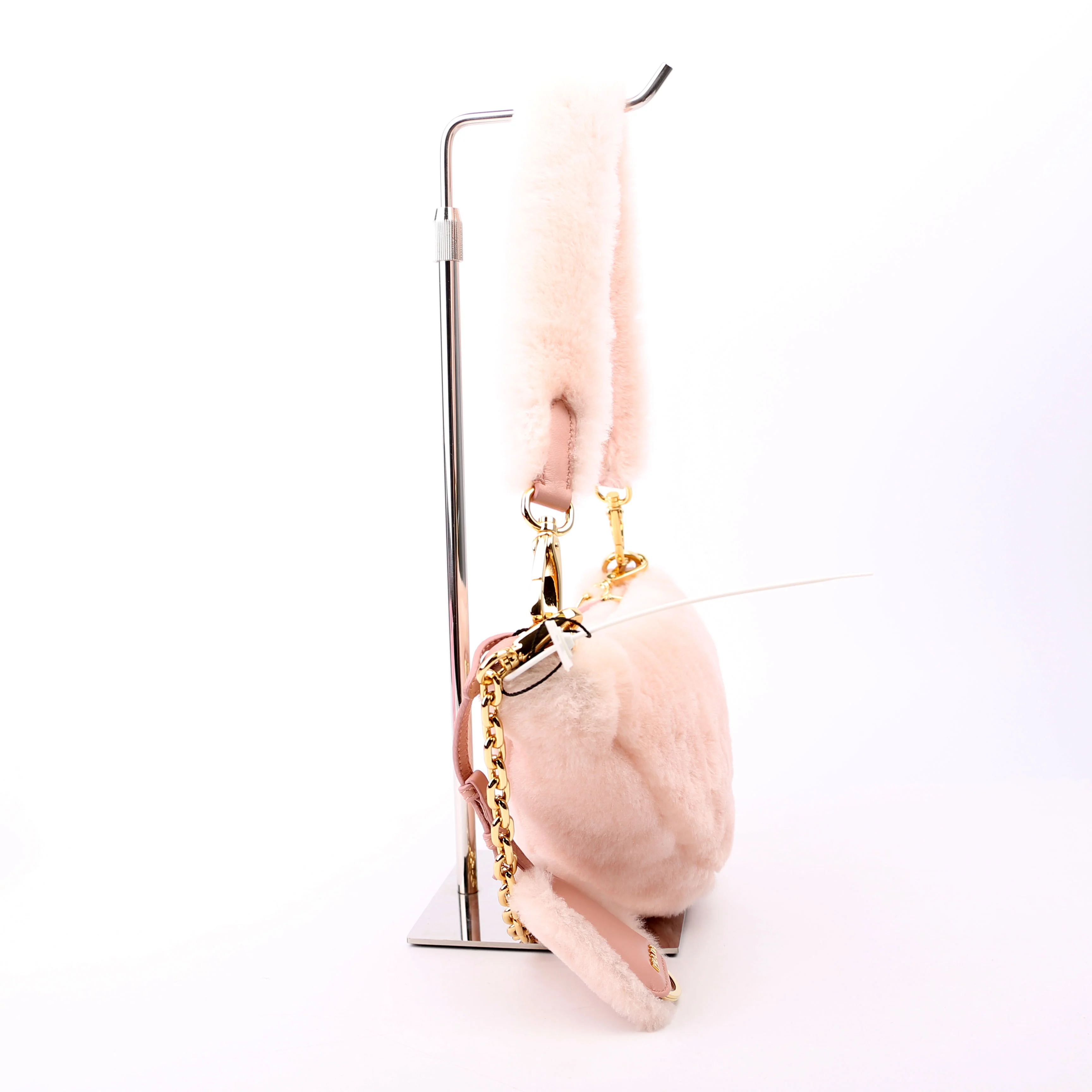 Triangle Shearling Mini Bag Pink - Image 4