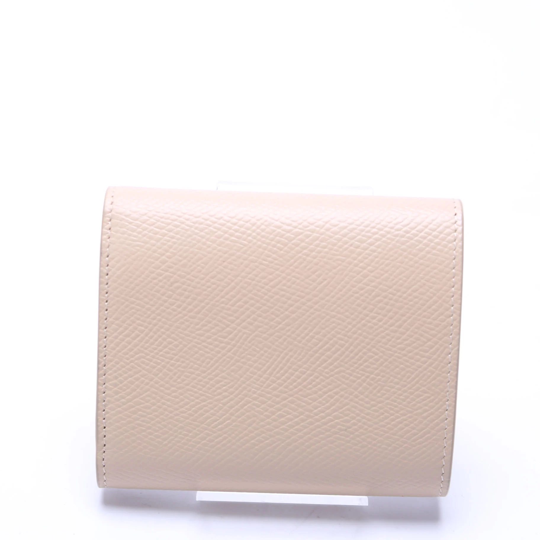 Trifold Small Wallet Grain Calfskin Beige - Image 3