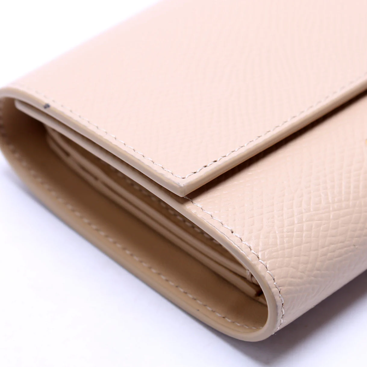 Trifold Small Wallet Grain Calfskin Beige - Image 5