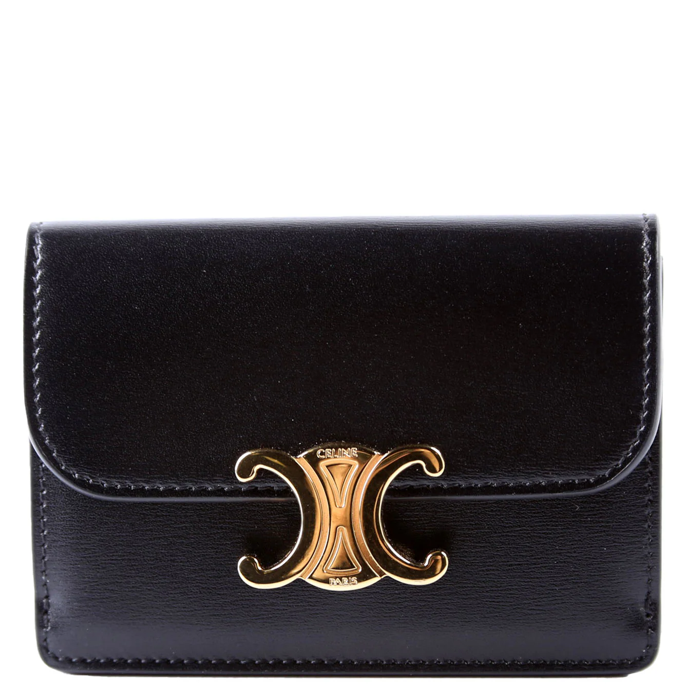 Triomphe Calf Flap Card Holder Black