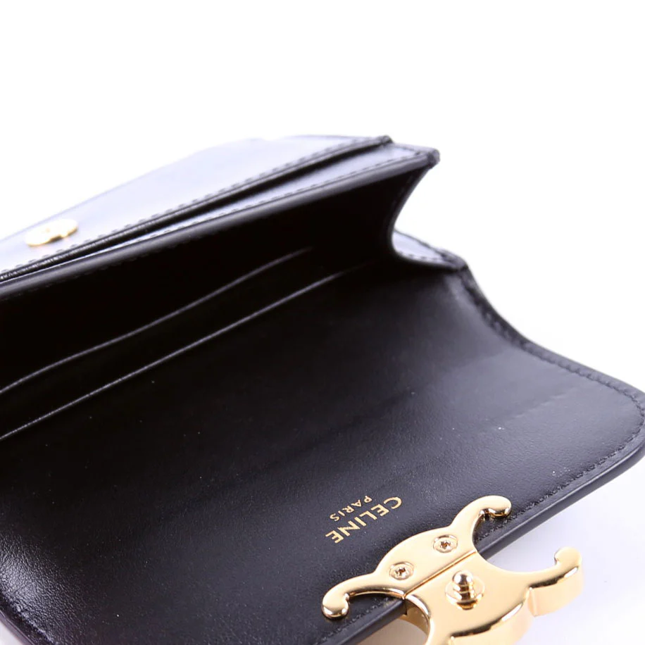 Triomphe Calf Flap Card Holder Black - Image 11