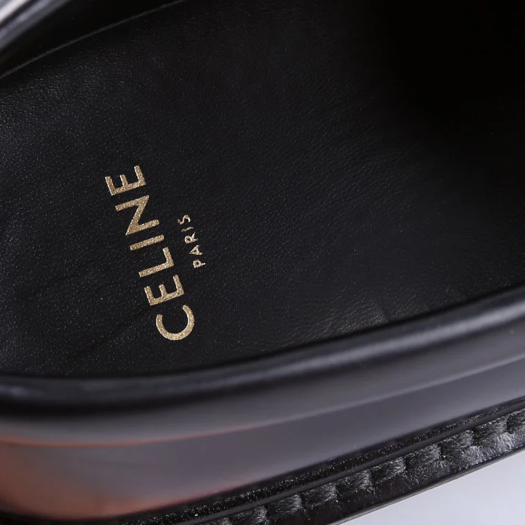 Triomphe Leather Loafers Size 38 Black/Gold - Image 7