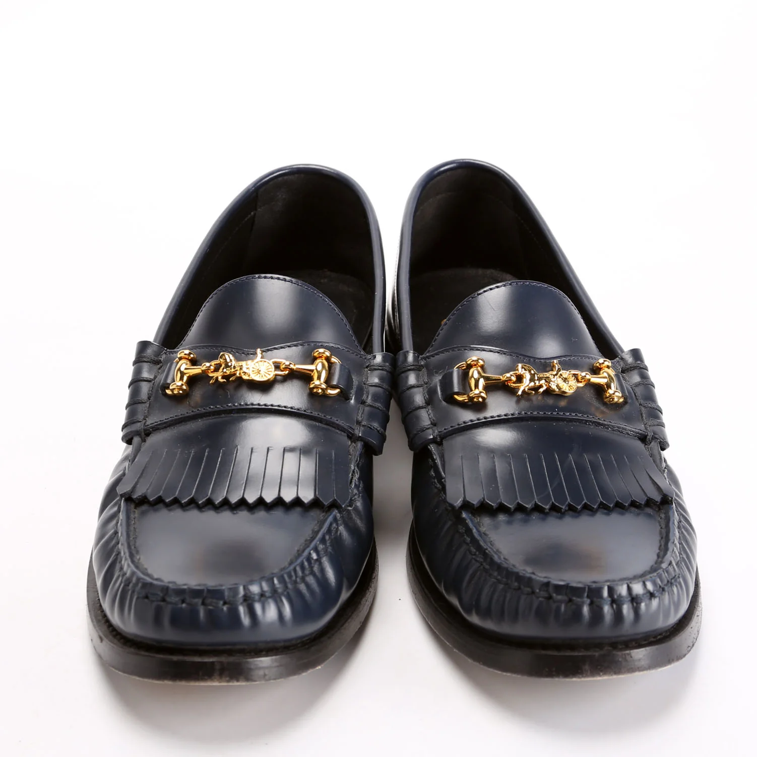 Triomphe Margaret Leather Loafers Size 37 Blue - Image 2