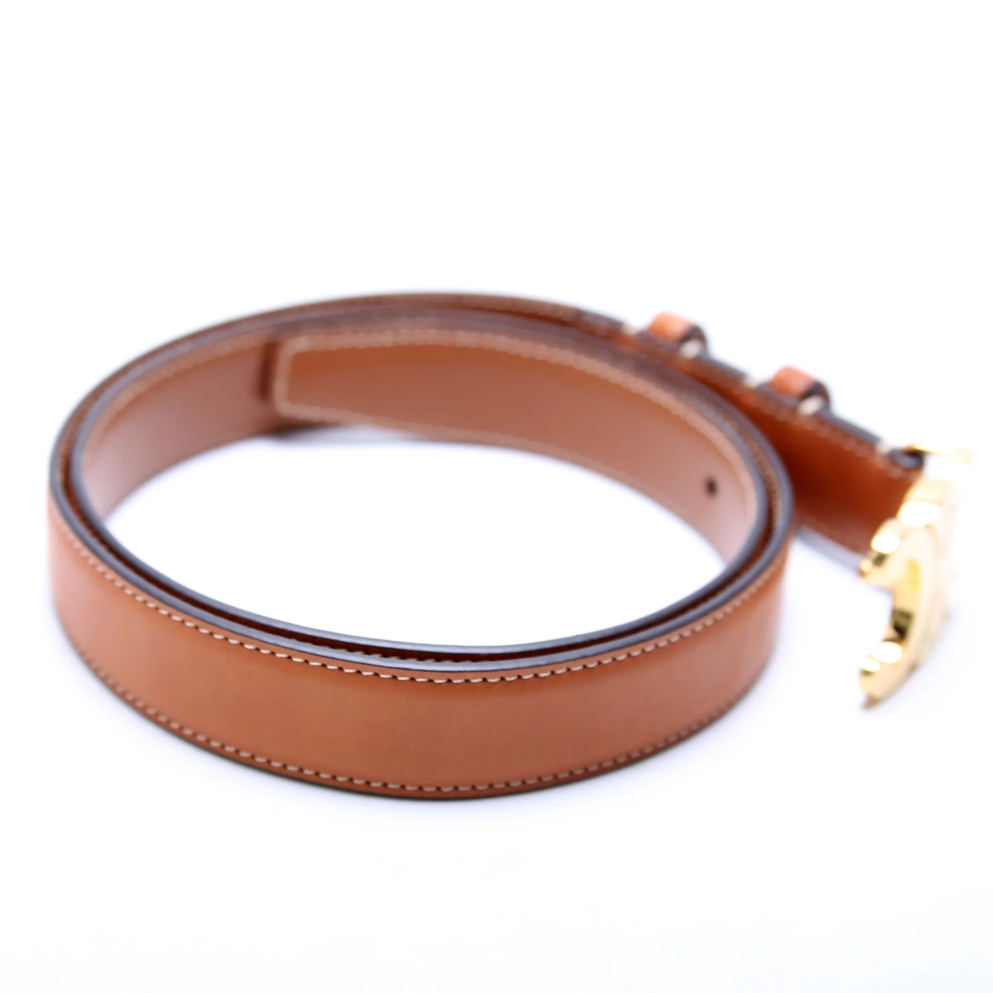 Triomphe Medium Taurillion Leather Belt Size 80/32 Brown - Image 2