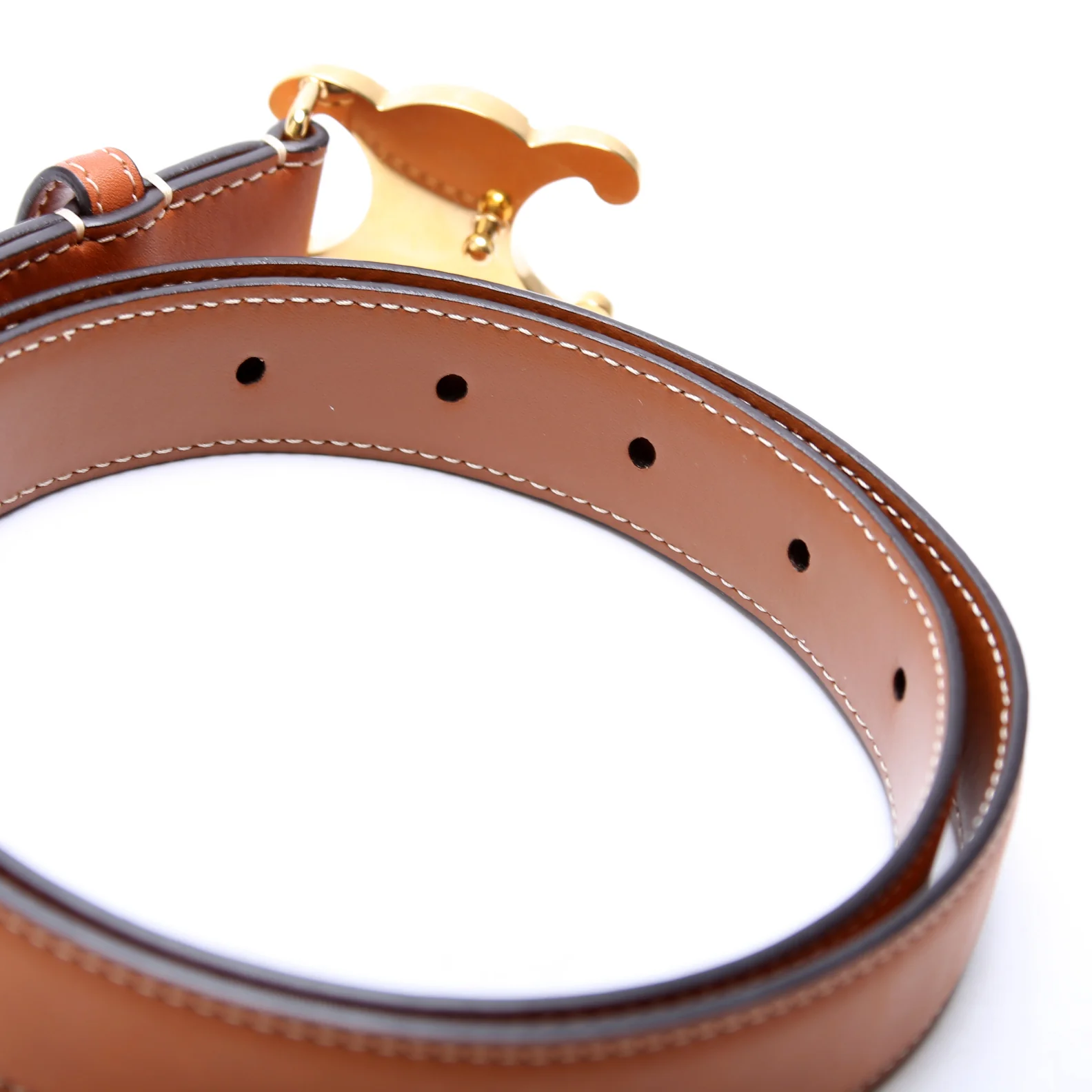 Triomphe Medium Taurillion Leather Belt Size 80/32 Brown - Image 3
