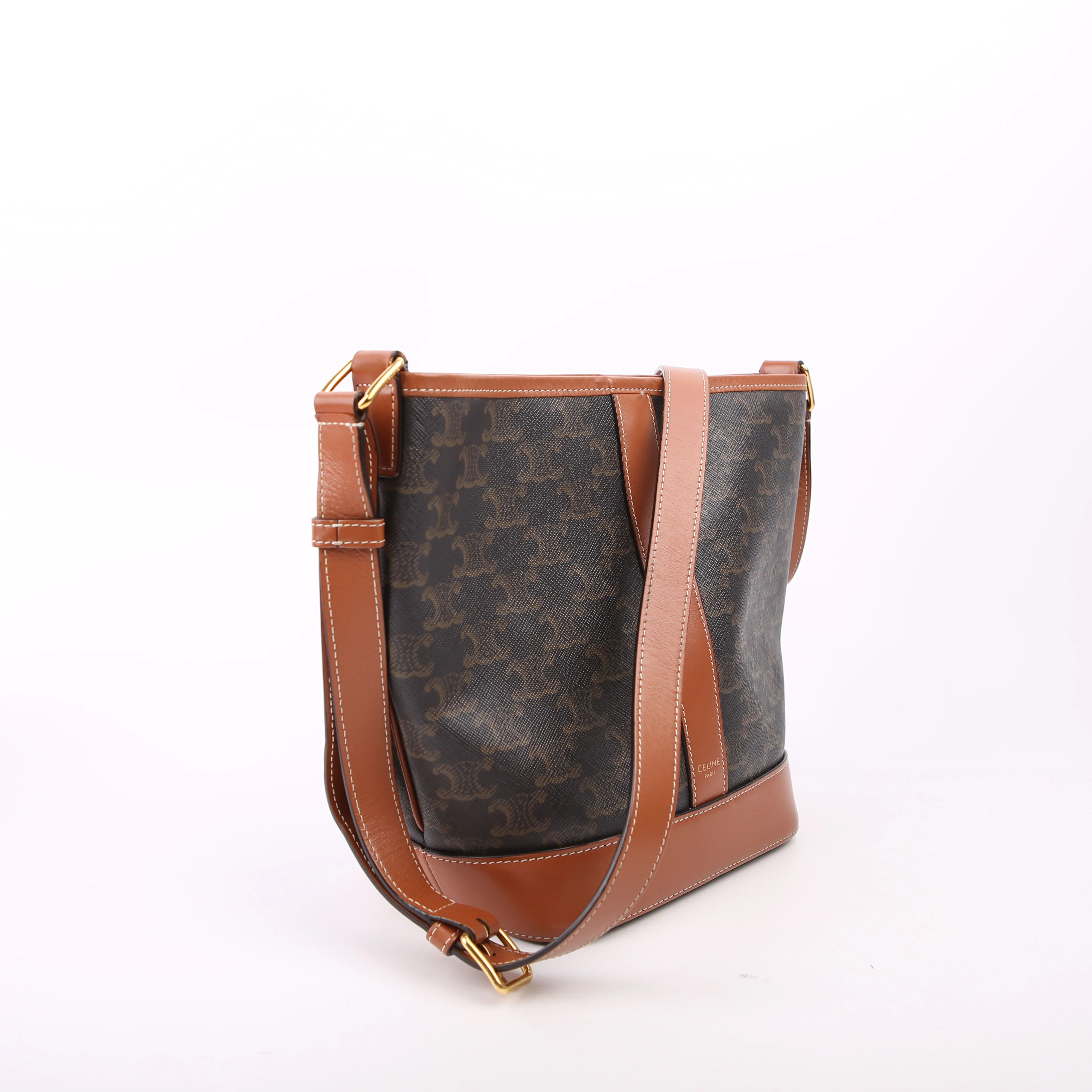 Triomphe Small Bucket Bag Brown - Image 2