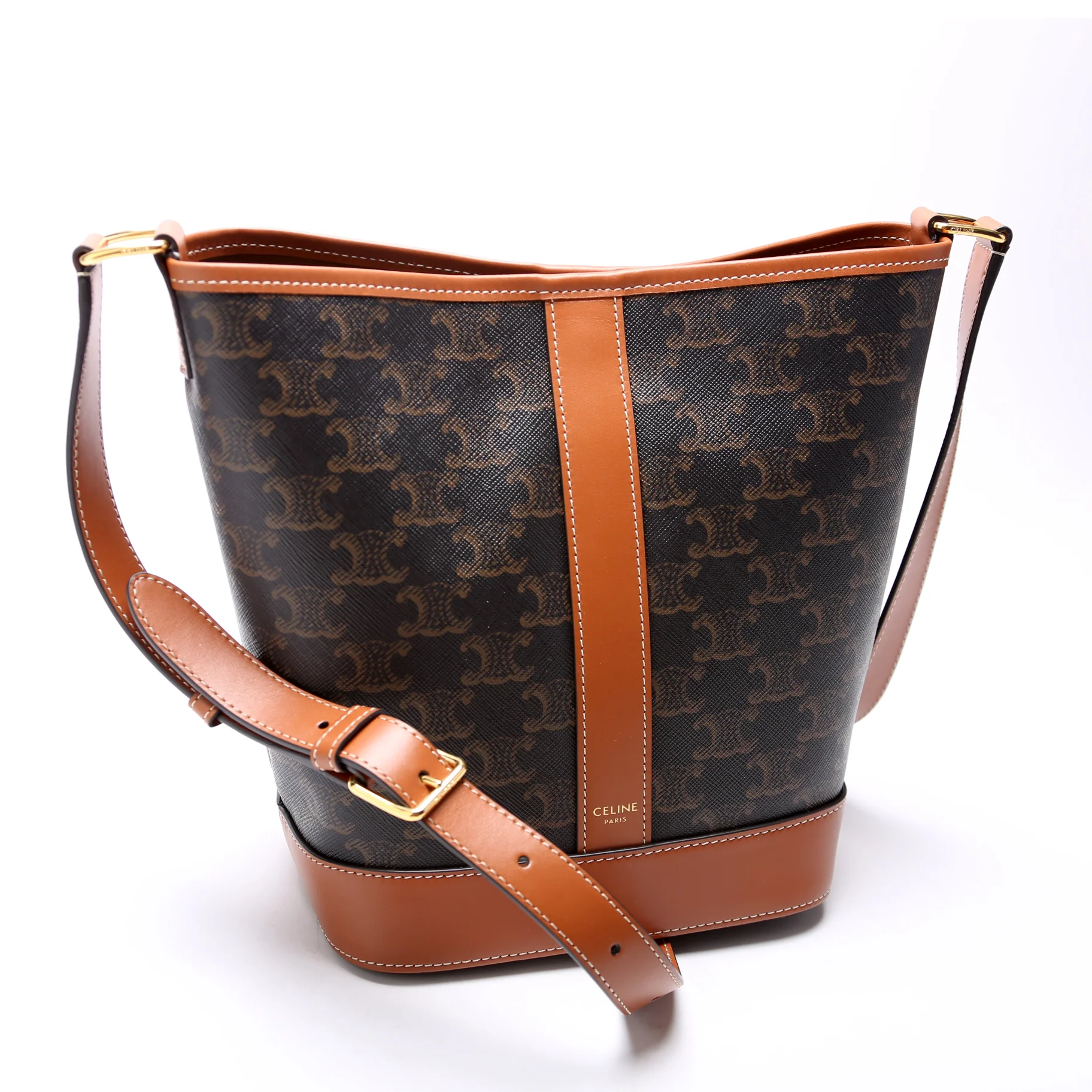 Triomphe Small Bucket Bag Brown - Image 2
