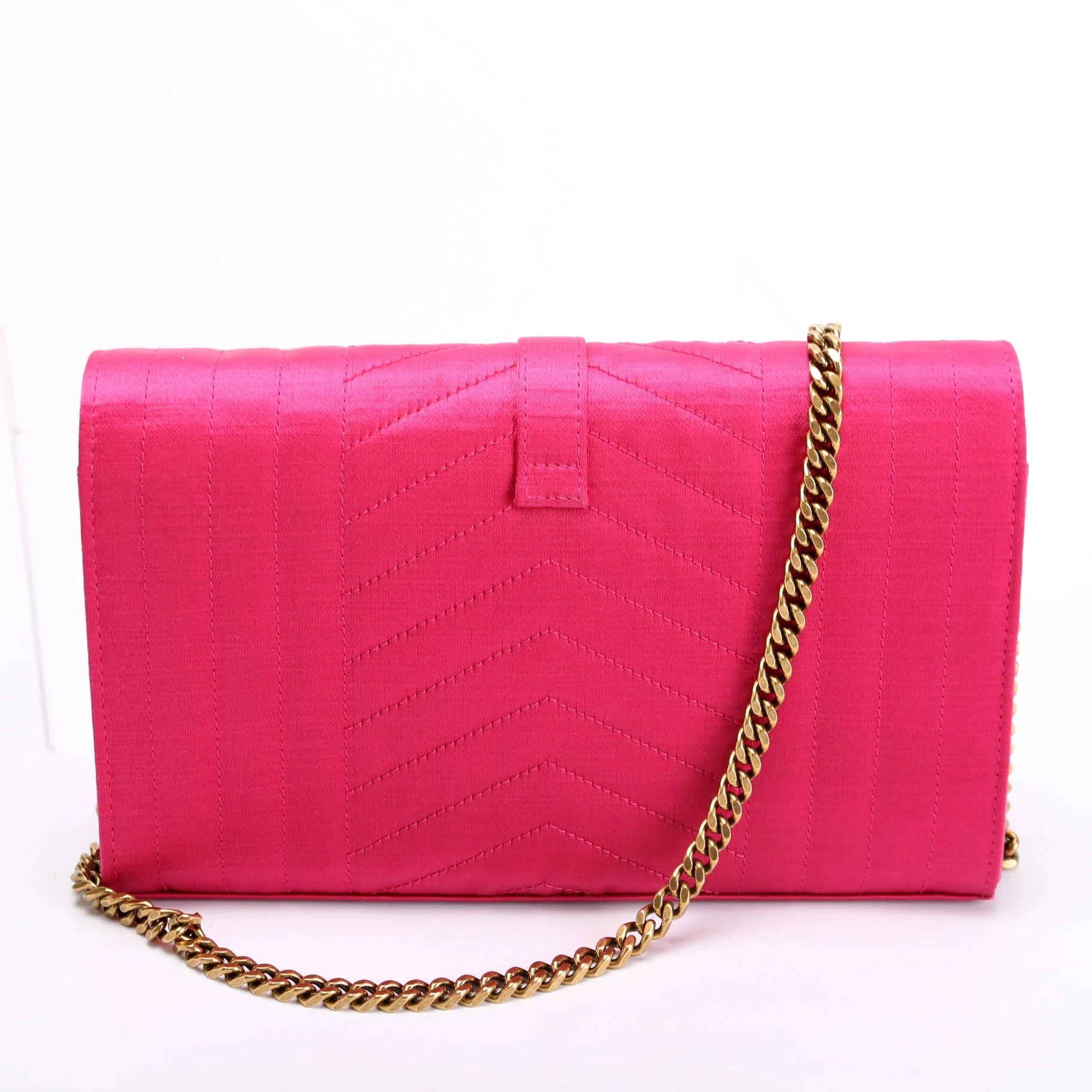 Triquilt Satin Chain Wallet Pink/Gold - Image 3