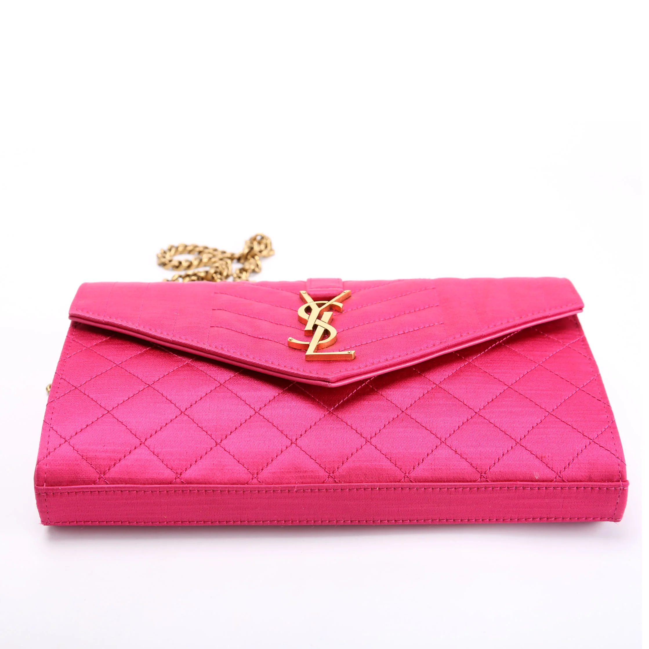Triquilt Satin Chain Wallet Pink/Gold - Image 4