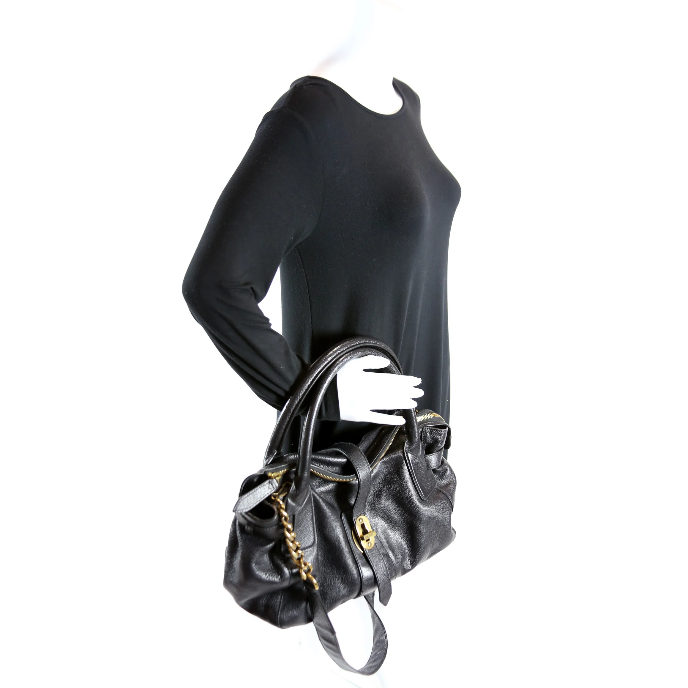 Turn Lock Buffalo Leather E/W Tote - Image 10