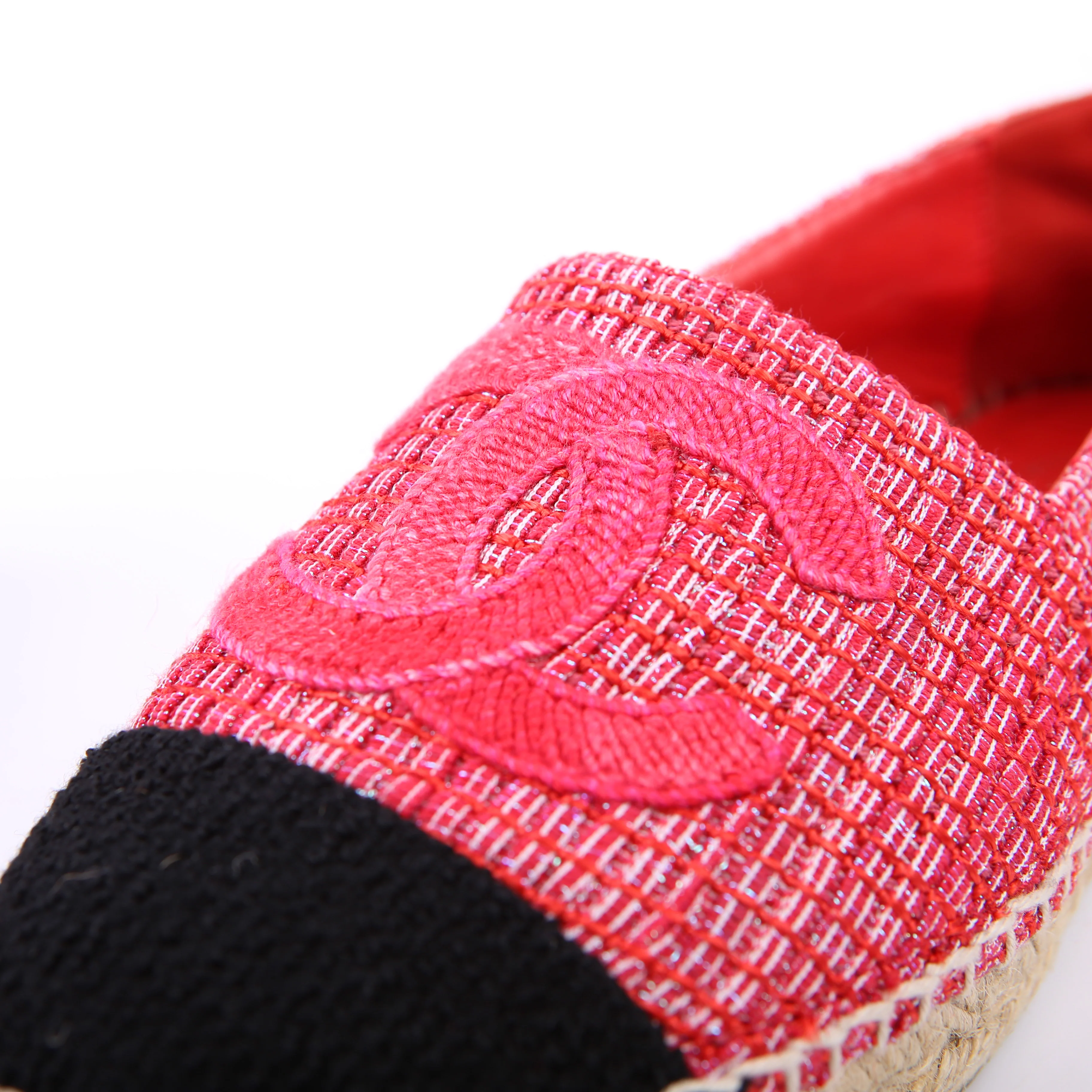Tweed CC Espadrilles Size 36 Pink/Red - Image 8