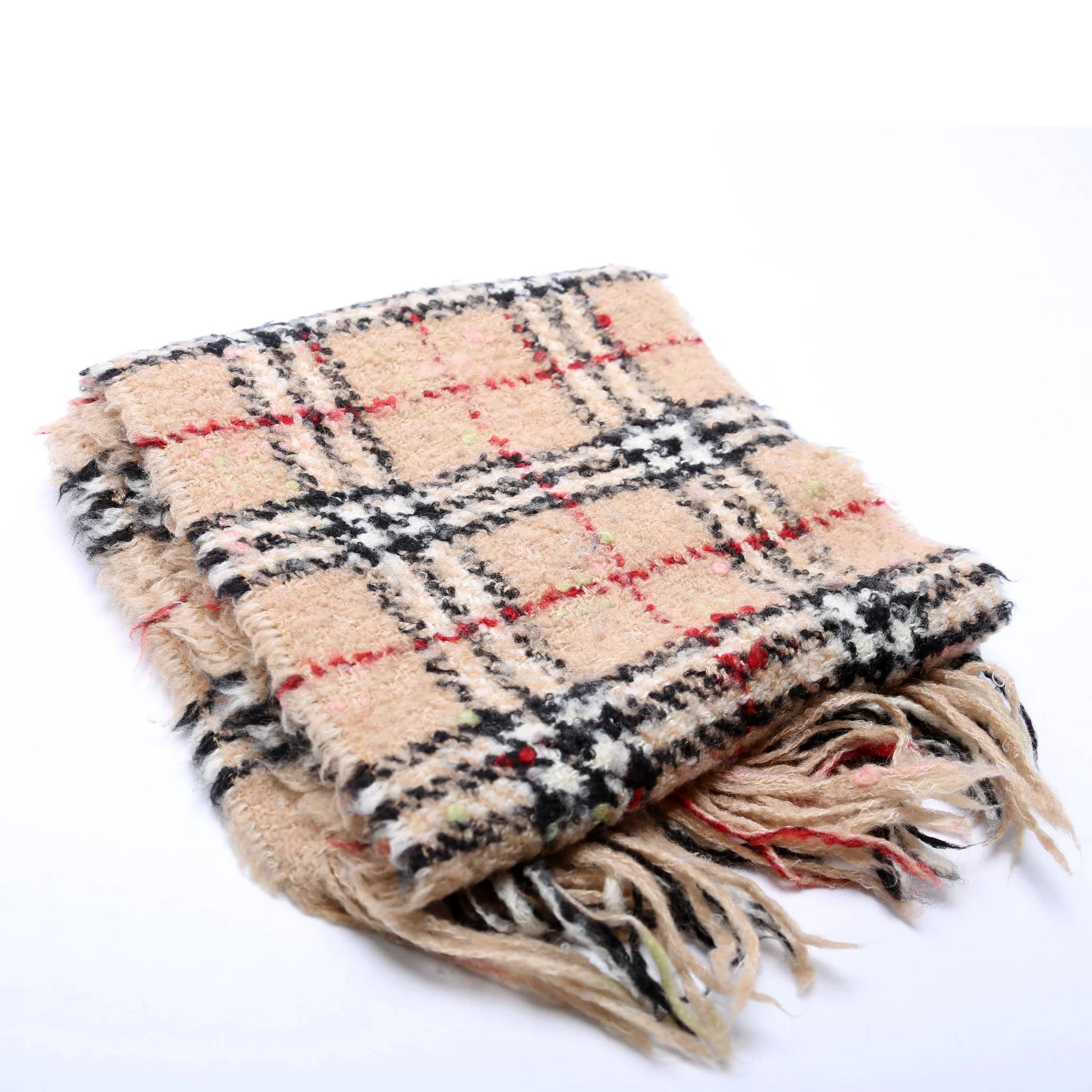 Tweed Check Merino Blend Scarf - Image 2