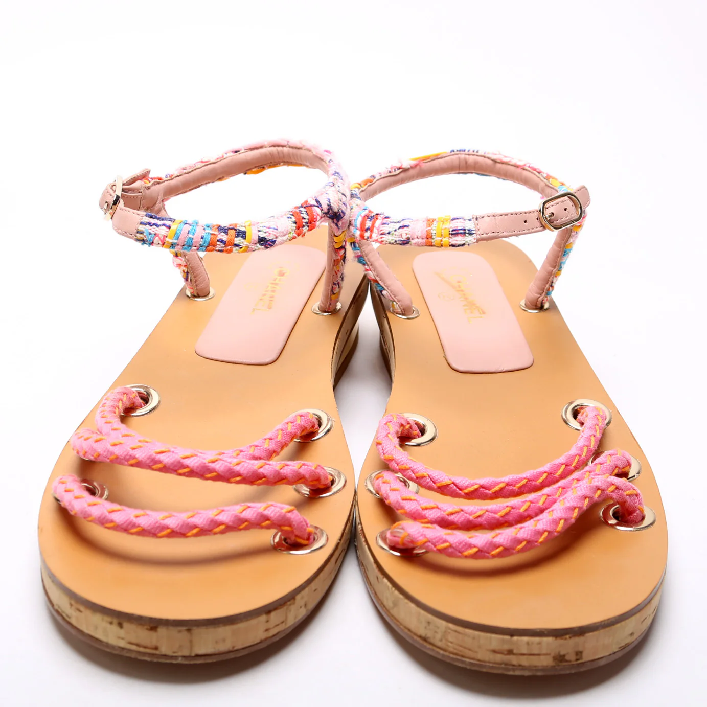 Tweed Cord Cork Sandals Size 40 - Image 2
